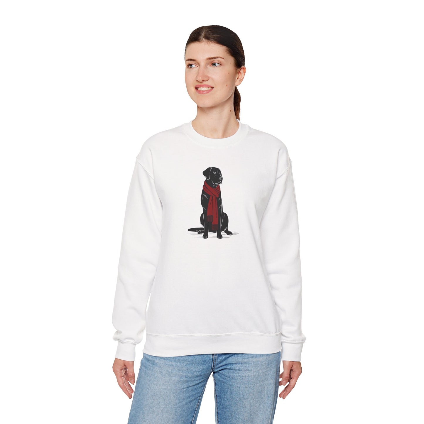 Black Lab Scarf Premium Sweatshirt | Cozy Den Edition