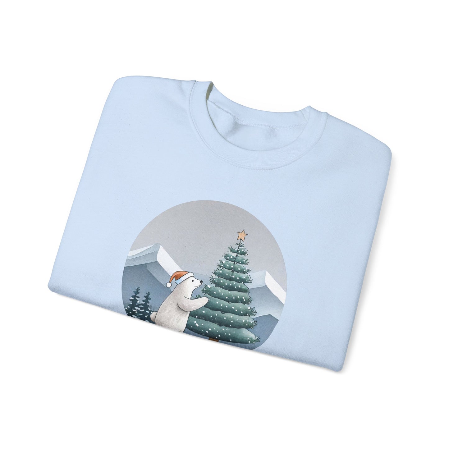 Winter Glow Polar Bear Sweatshirt, Cozy Christmas Tree Scene