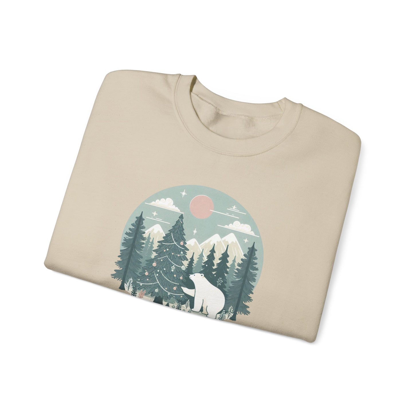 Festive Forest Polar Bear Sweatshirt | Holiday Den Edition