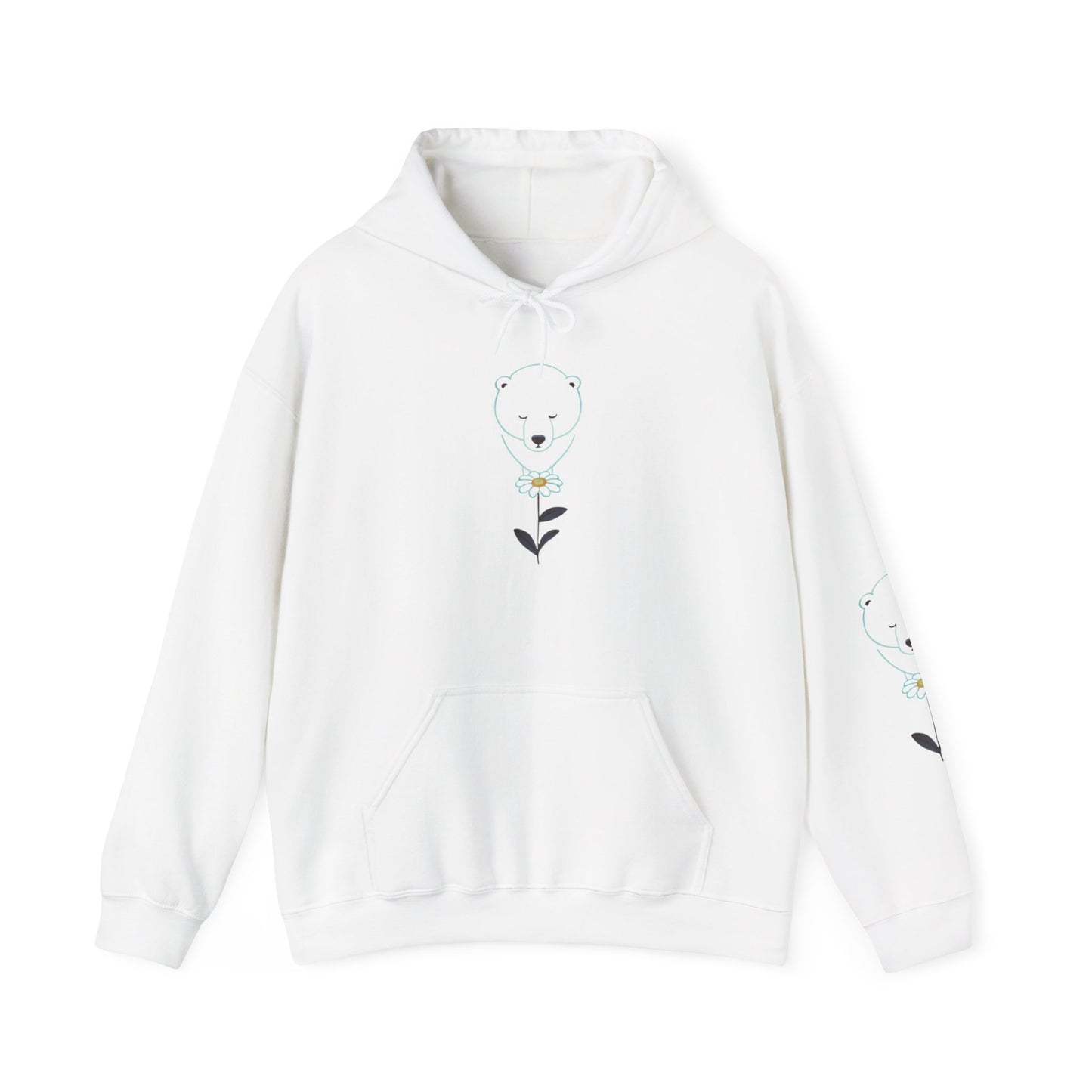 Minimalist Polar Bear & Daisy Hoodie
