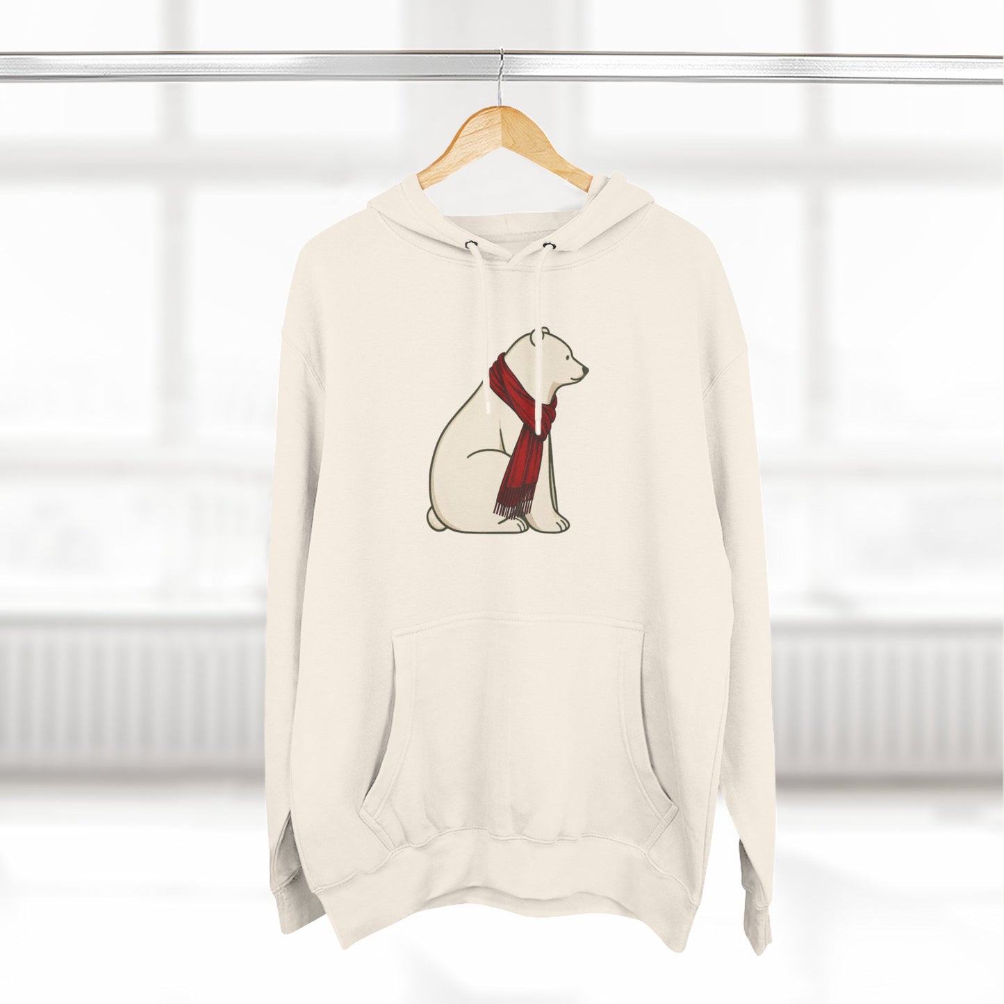 Polar Bear Scarf Hoodie | Cozy Winter Bear Sweatshirt