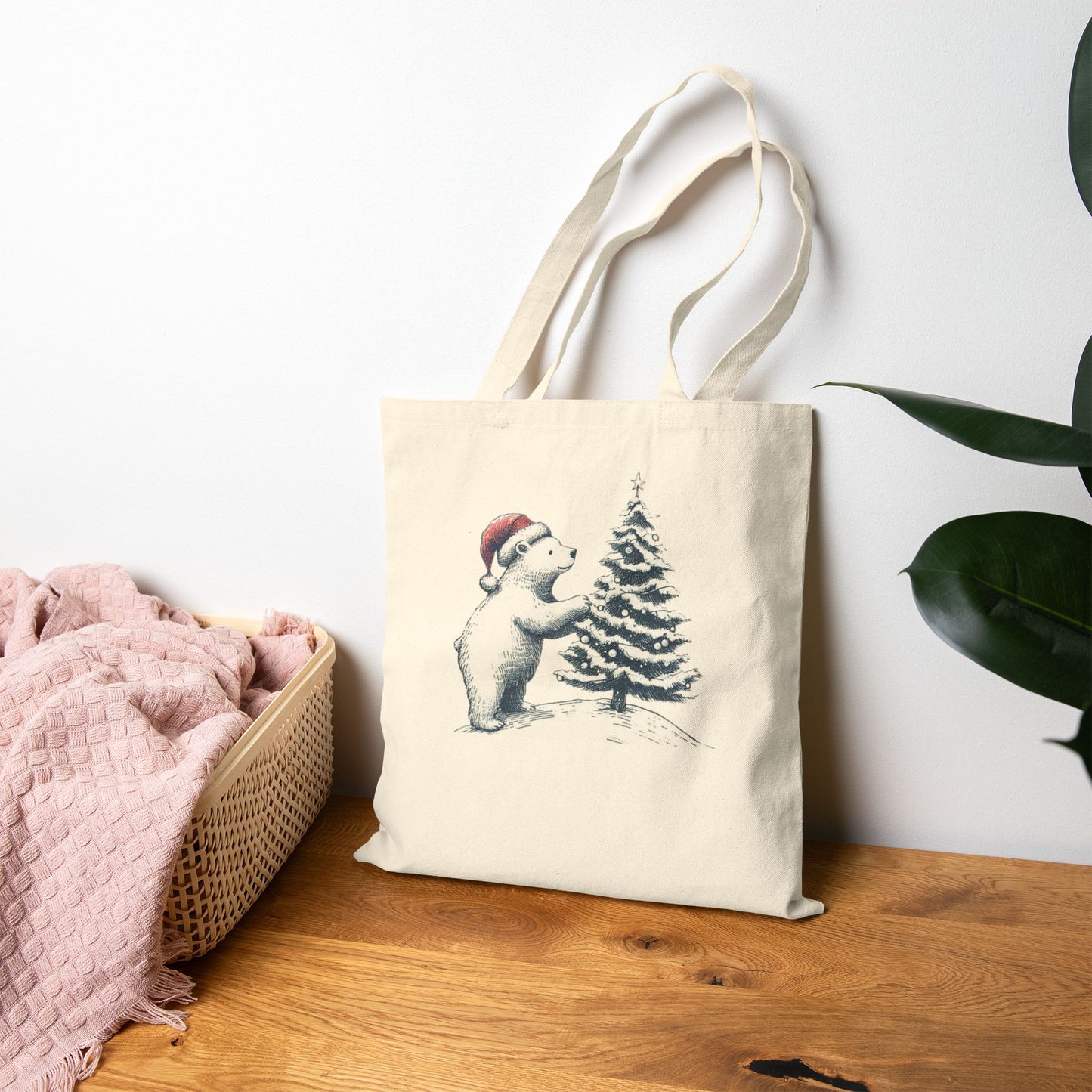 Polar Bear Christmas Tree Tote Bag