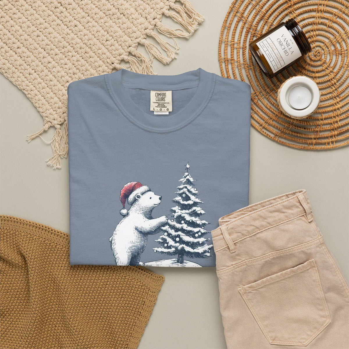 Polar Bear Christmas T-Shirt | Christmas Tree Comfort Colors Tee