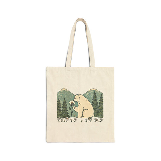 Wildflower Polar Bear Tote Bag
