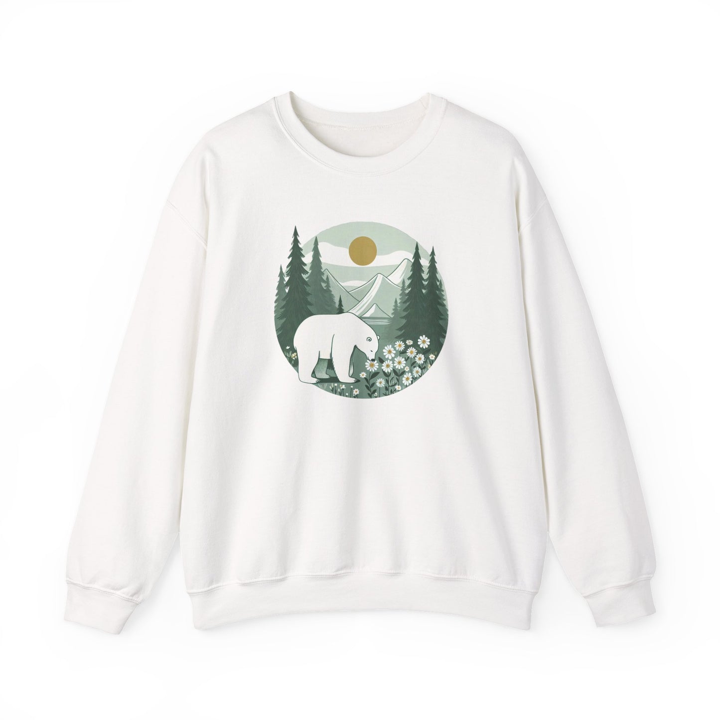 Polar Bear in the Pines Sweatshirt | Cozy Nature-Inspired Crewneck
