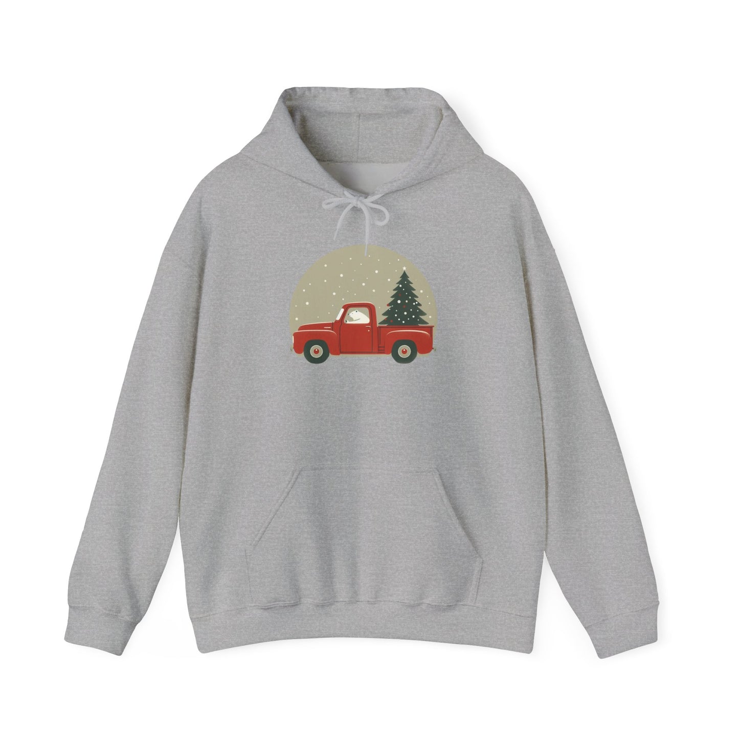 Snow Globe Delivery, Polar Bear Christmas Truck Design Heavyweight Hoodie