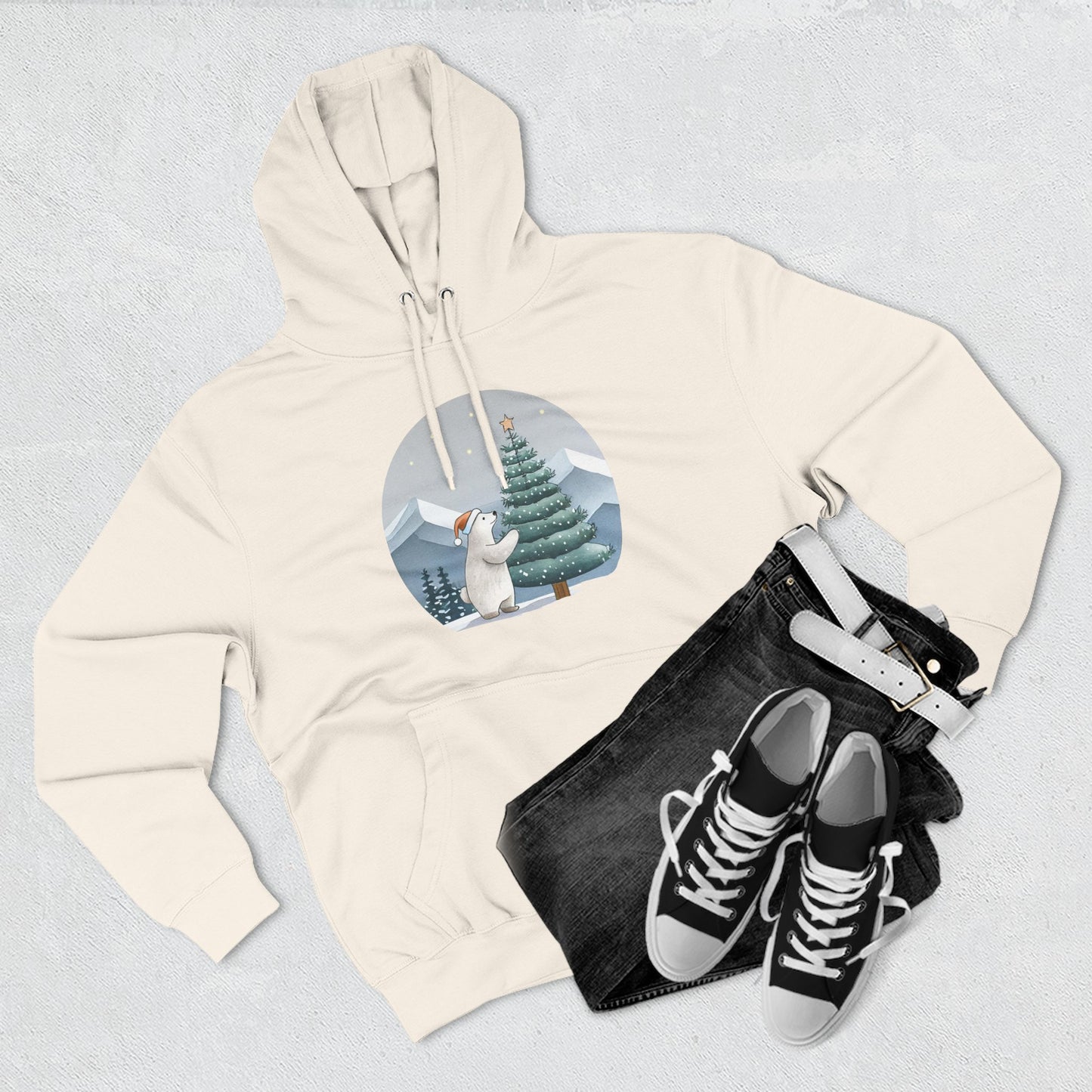 Cozy Polar Bear Christmas Tree Hoodie