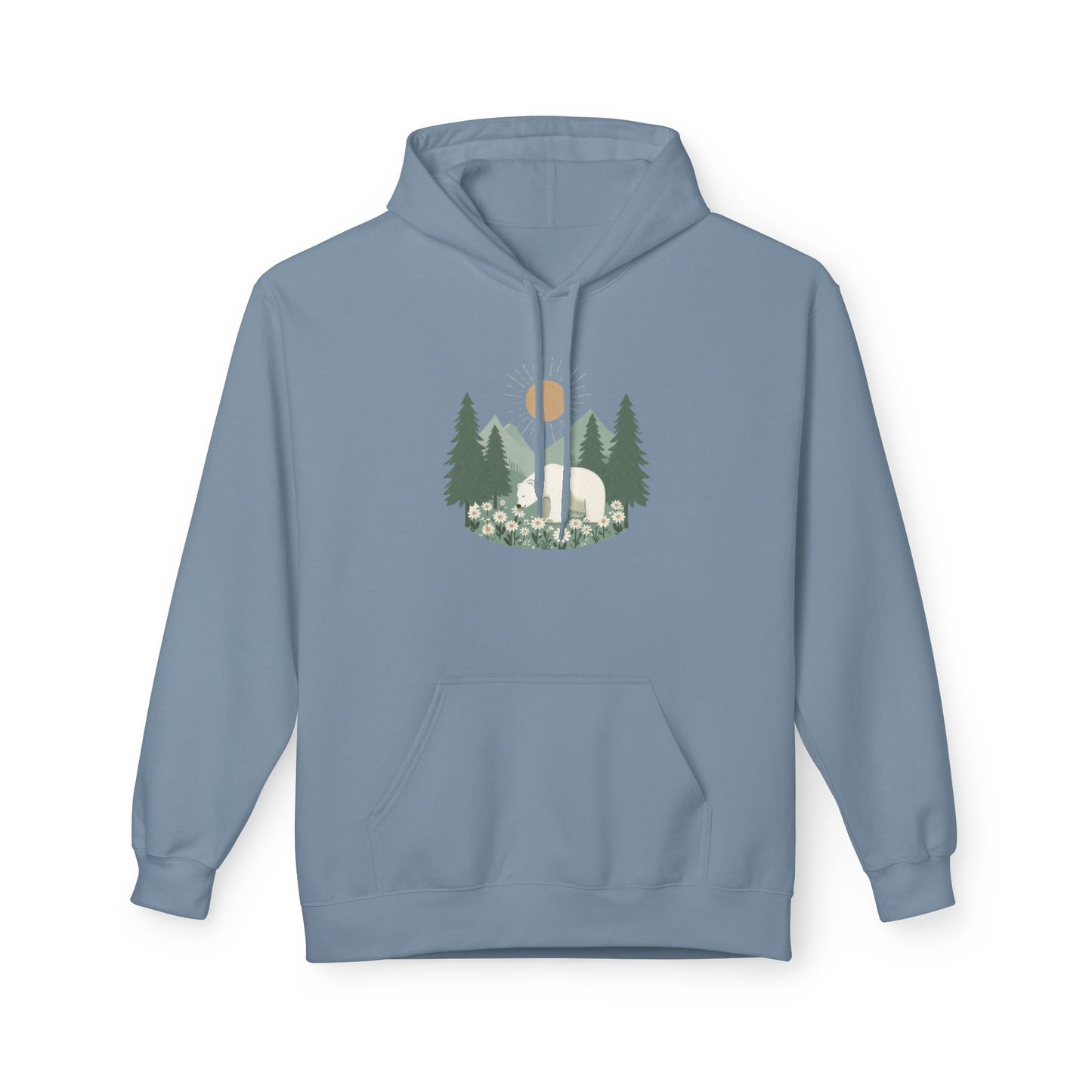 Kind Earth Polar Bear Hoodie, Nature Graphic Midweight Sweatshirt
