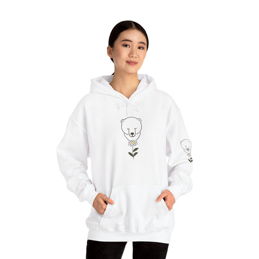 Polar Bear Wildflower Hoodie | Minimalist Nature Graphic