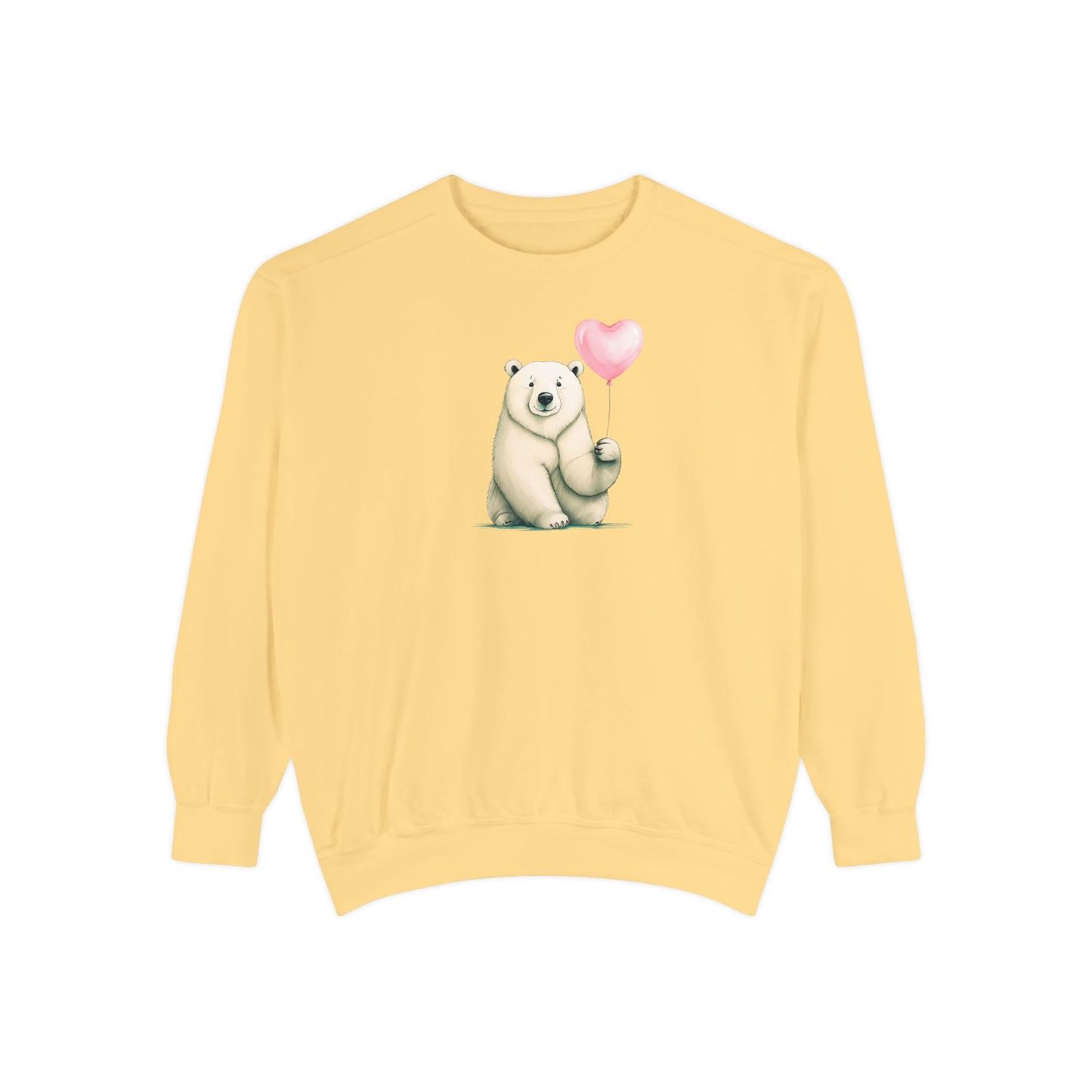 Polar Bear Heart Balloon Comfort Colors Sweatshirt