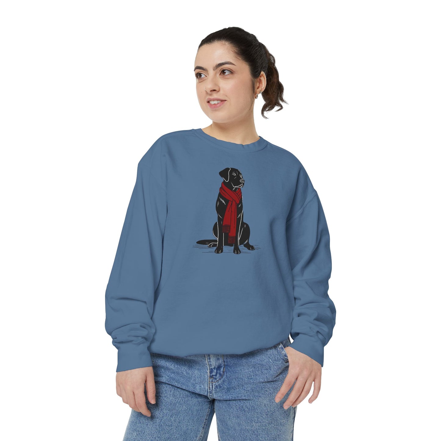 Black Lab Red Scarf Sweatshirt