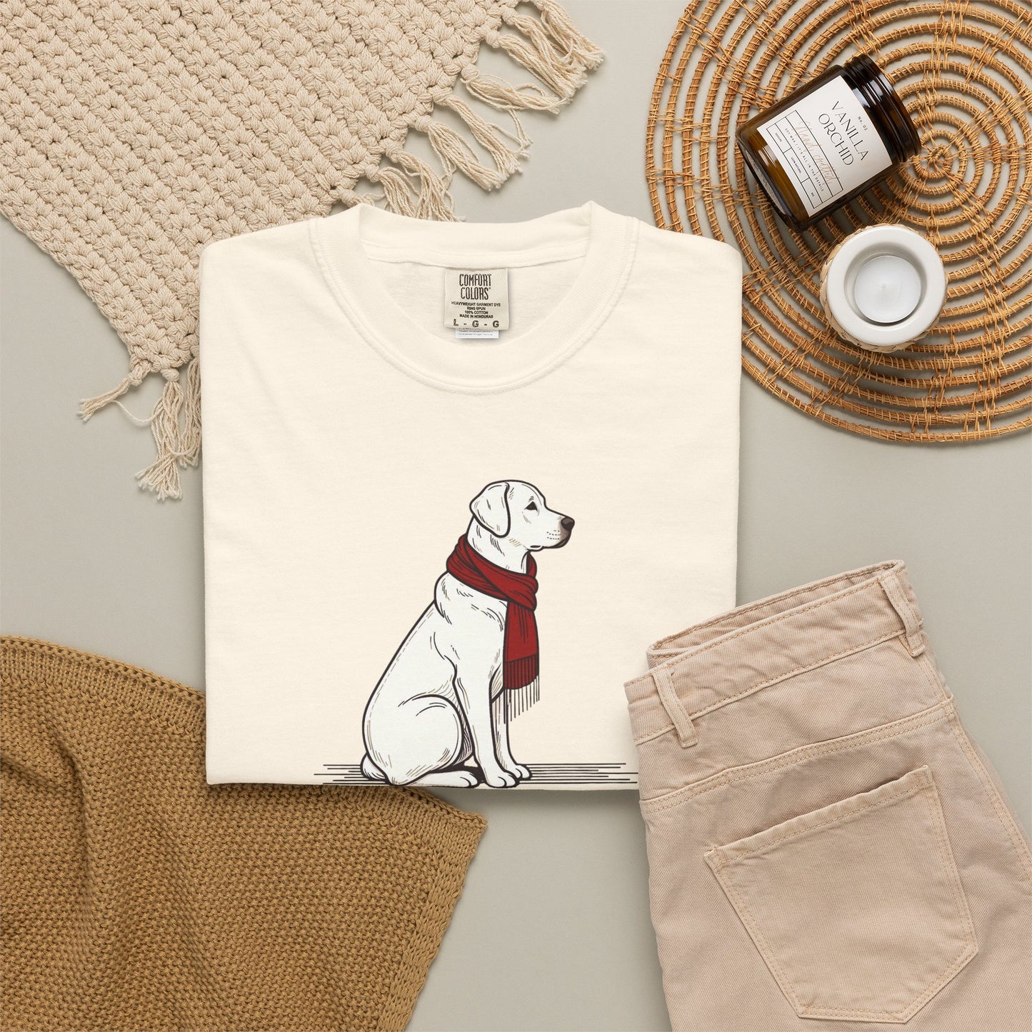 Red Scarf Dog Tee