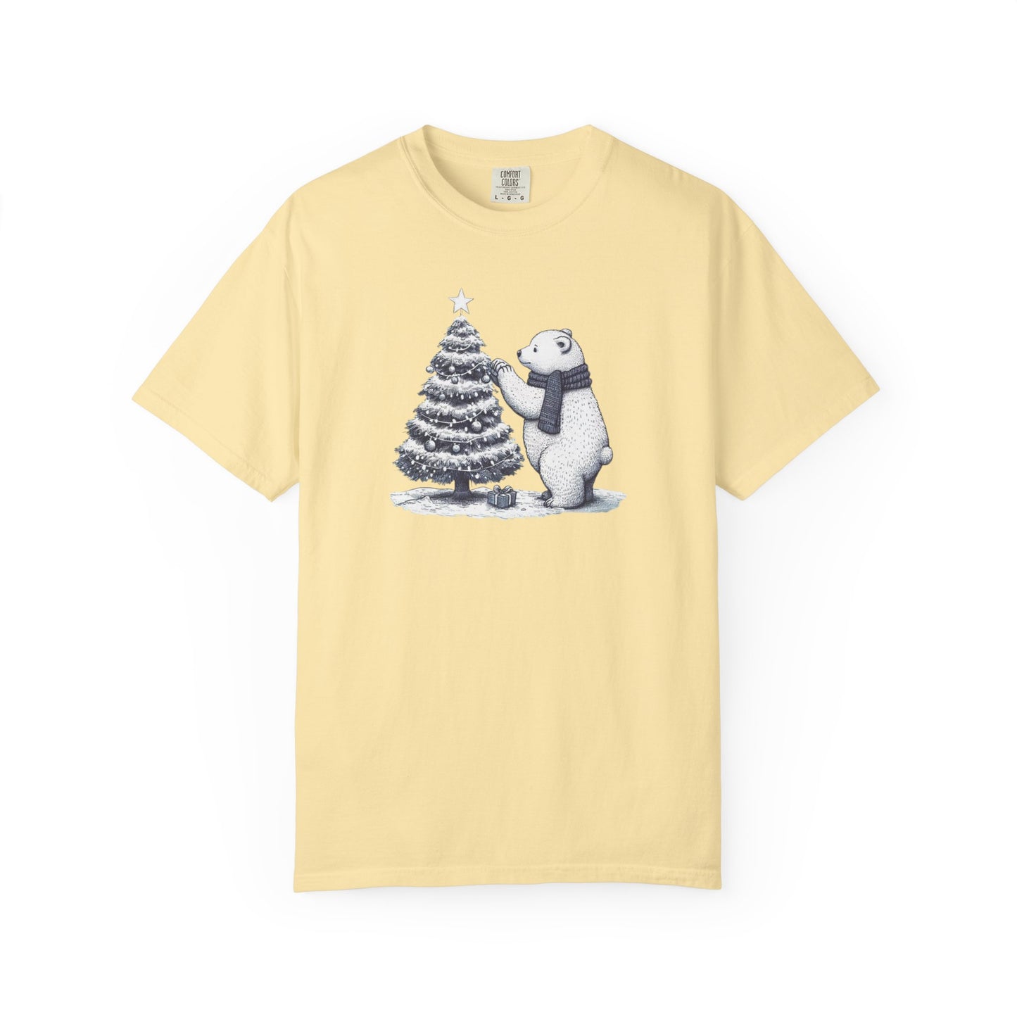 Vintage Polar Bear Christmas Tree Comfort Colors Tee