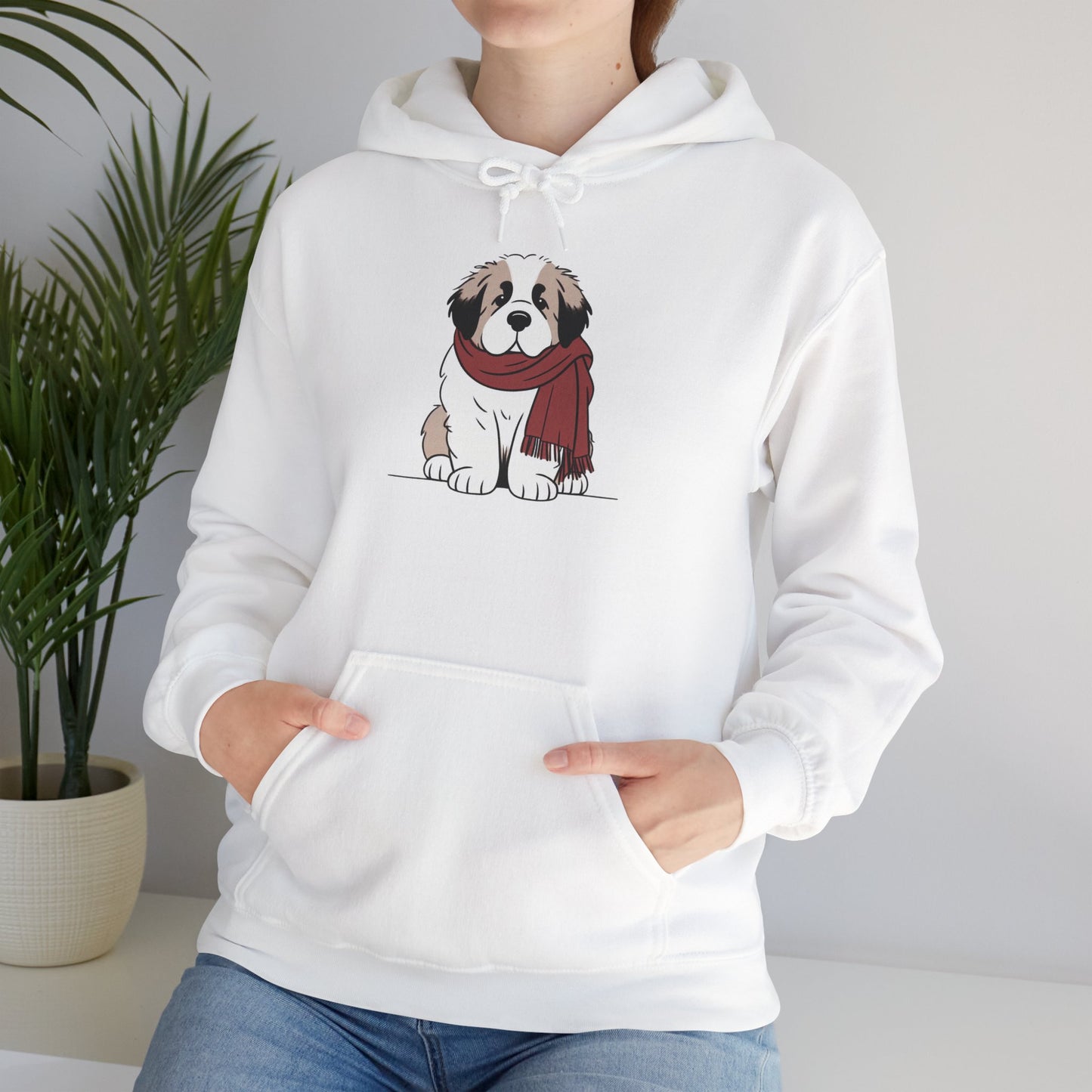 Saint Bernard Puppy Scarf  Premium Hoodie | Cozy Den Edition