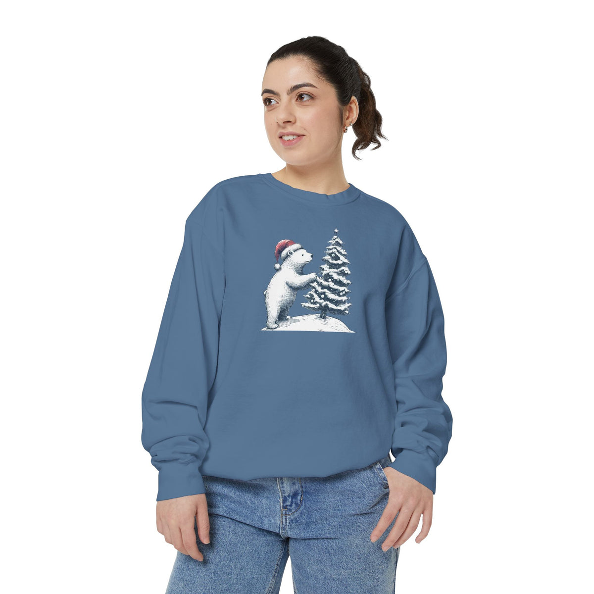Comfort Colors Polar Bear Christmas Tree Sweatshirt