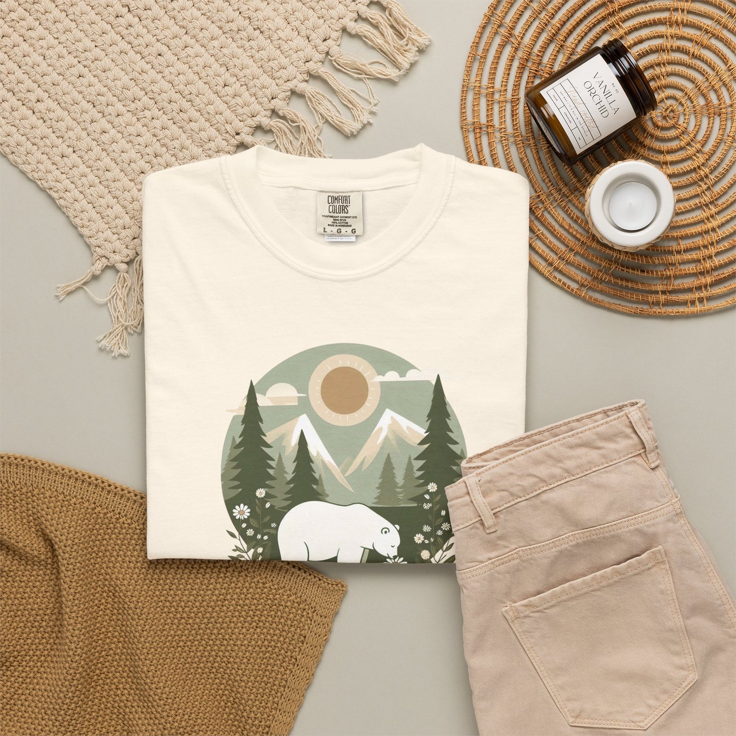 Polar Bear Evergreen Comfort Colors Tee