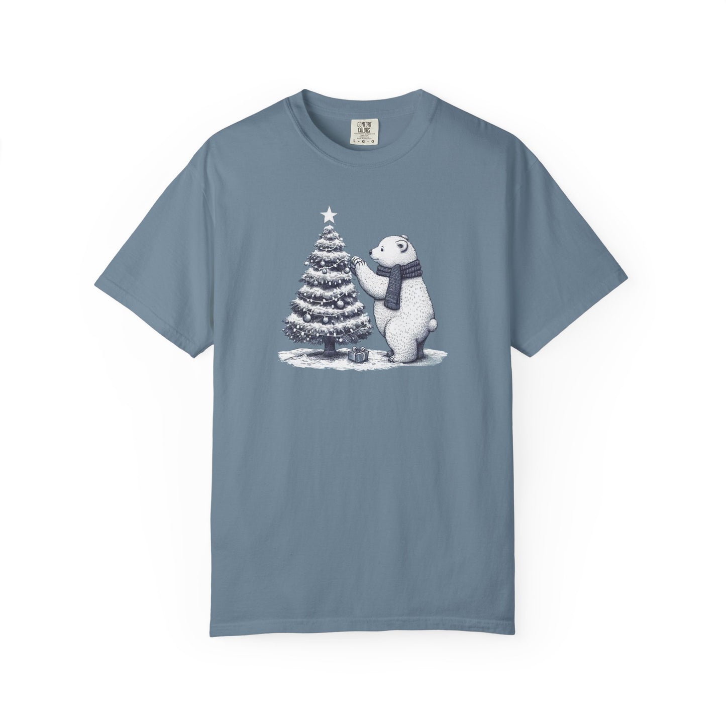 Vintage Polar Bear Christmas Tree Comfort Colors Tee