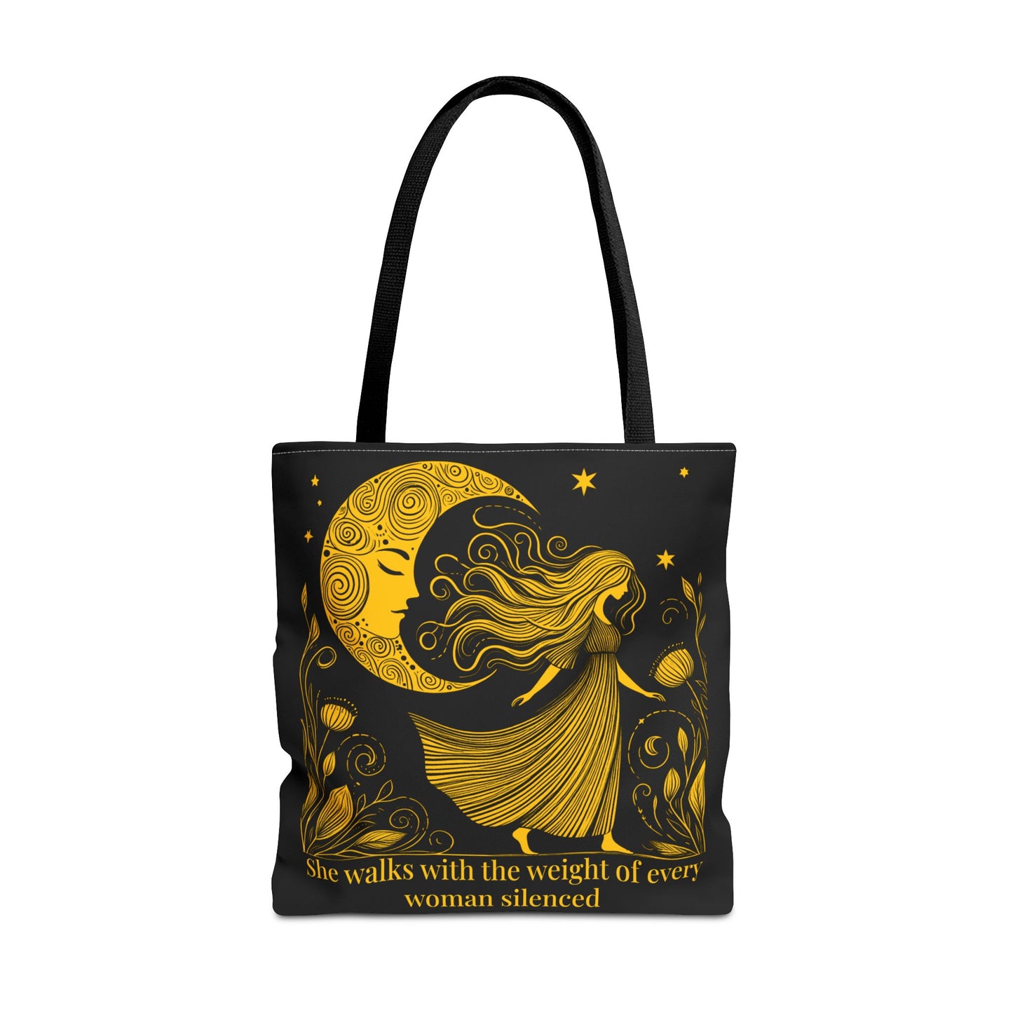 She Walks Feminist Tote | Moon Goddess Empowerment Bag
