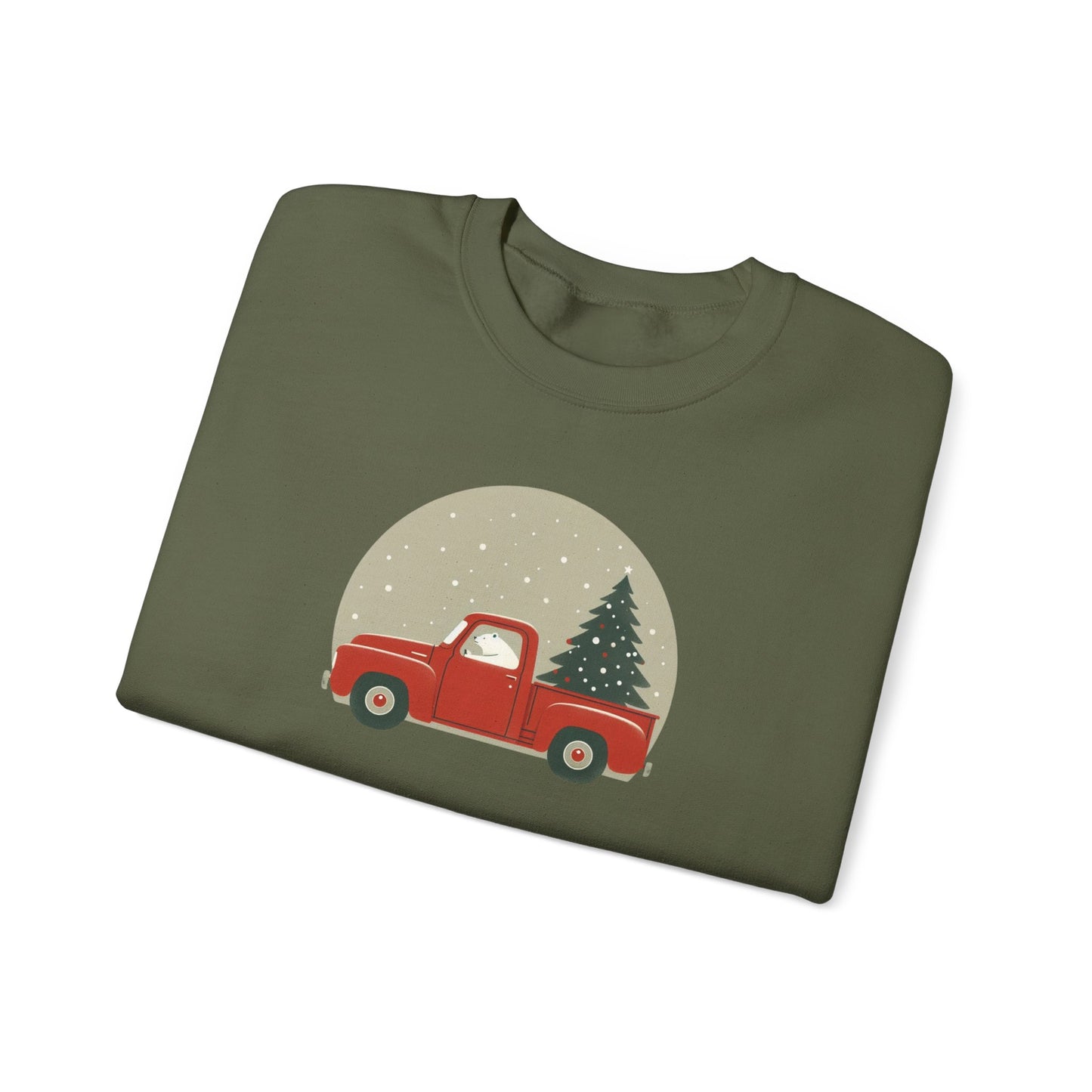 Snow Globe Delivery, Polar Bear Christmas Truck Design Crewneck