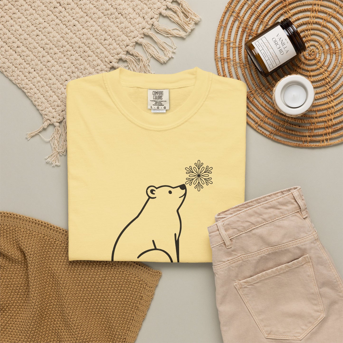 Comfort Colors Polar Bear Snowflake Tee