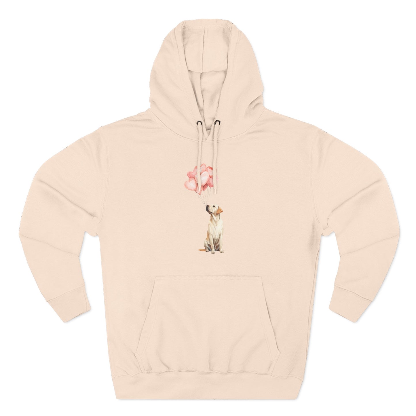 Yellow Labrador with Heart Balloons Hoodie
