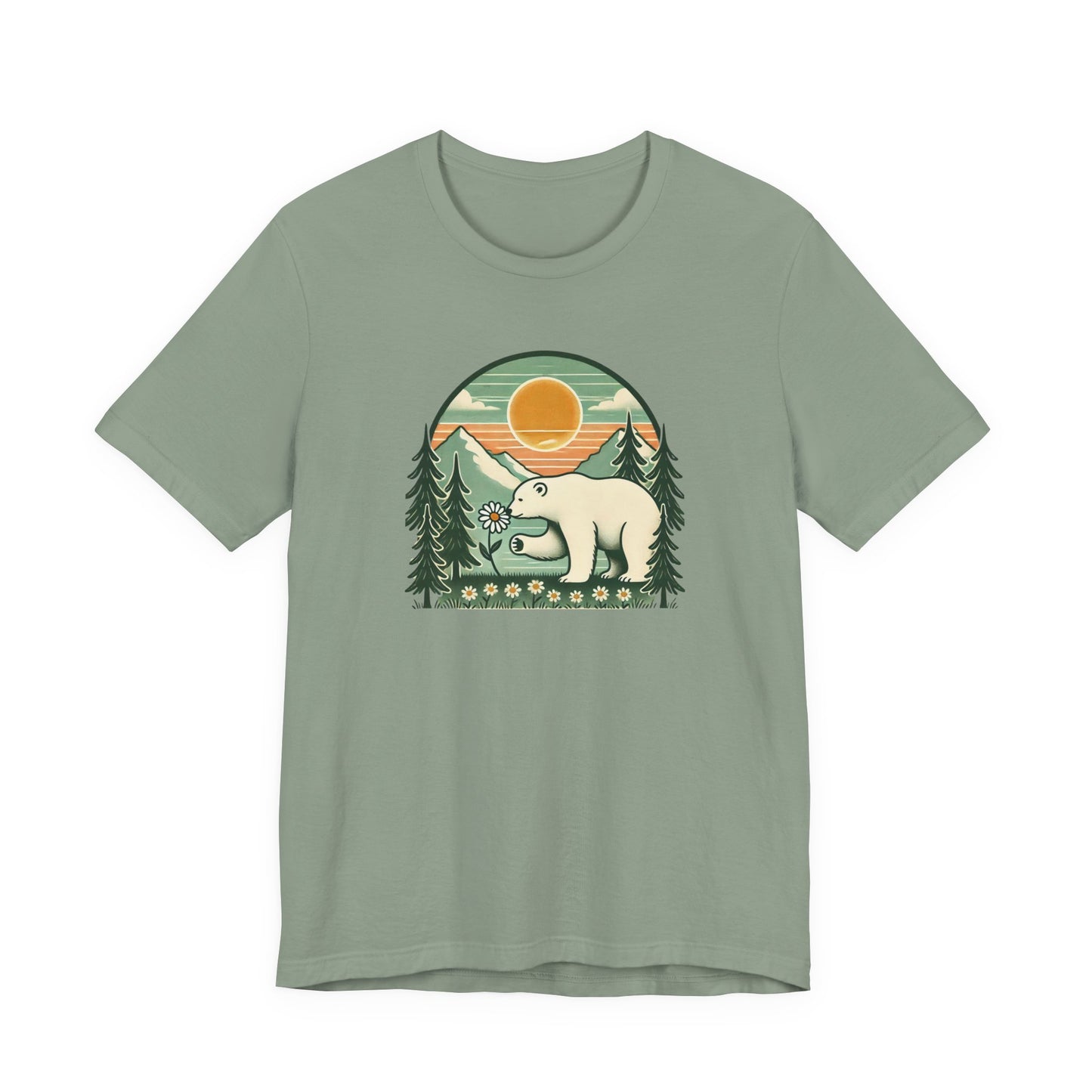 Polar Bear Daisy Tee | Nature Graphic T-Shirt