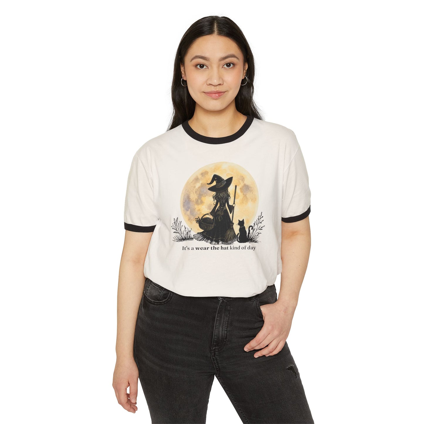 It's a Wear the Hat Kind of Day | Vintage Witch Ringer T-Shirt