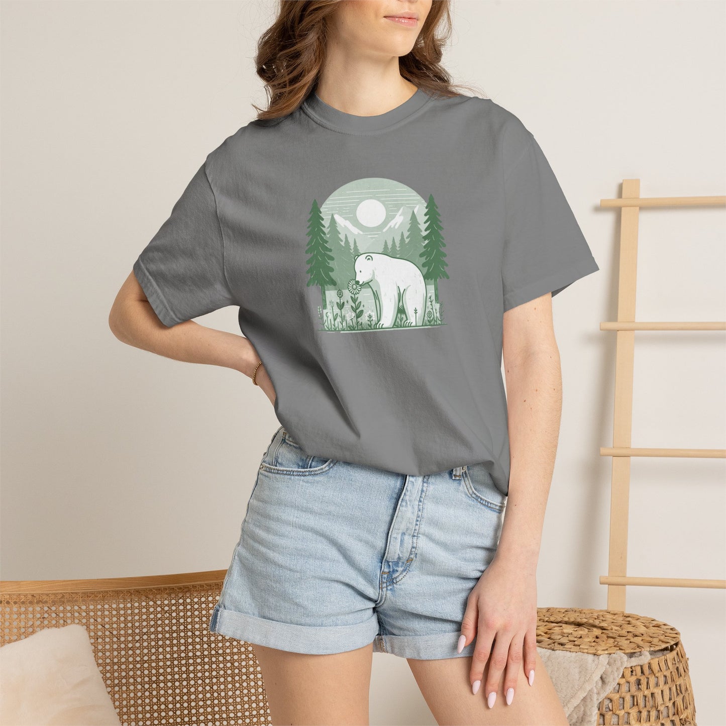 Polar Bear Forest Bloom Comfort Colors Tee