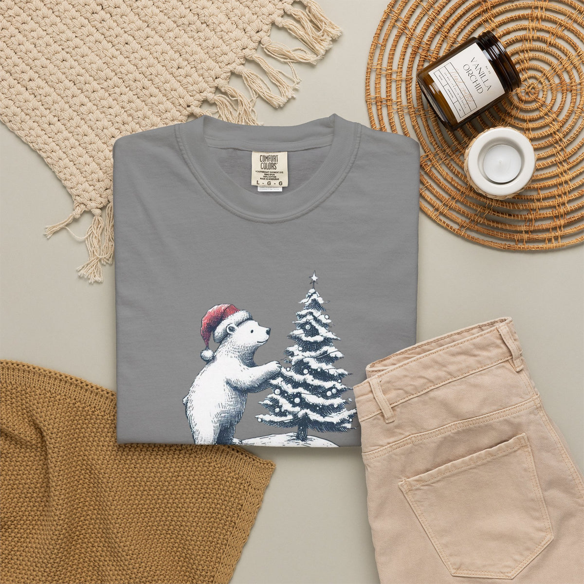 Polar Bear Christmas T-Shirt | Christmas Tree Comfort Colors Tee