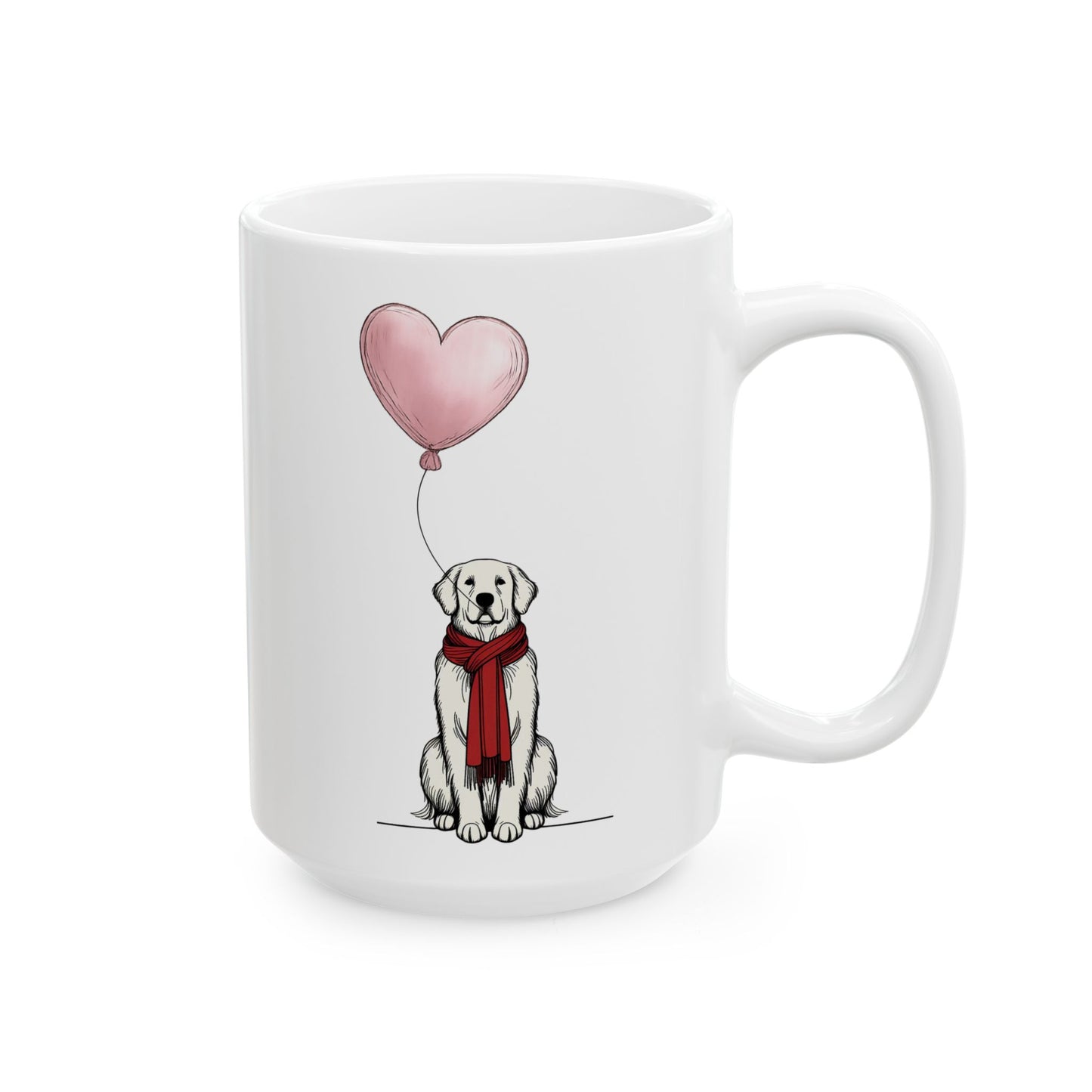 Golden Retriever with Heart Balloon Mug