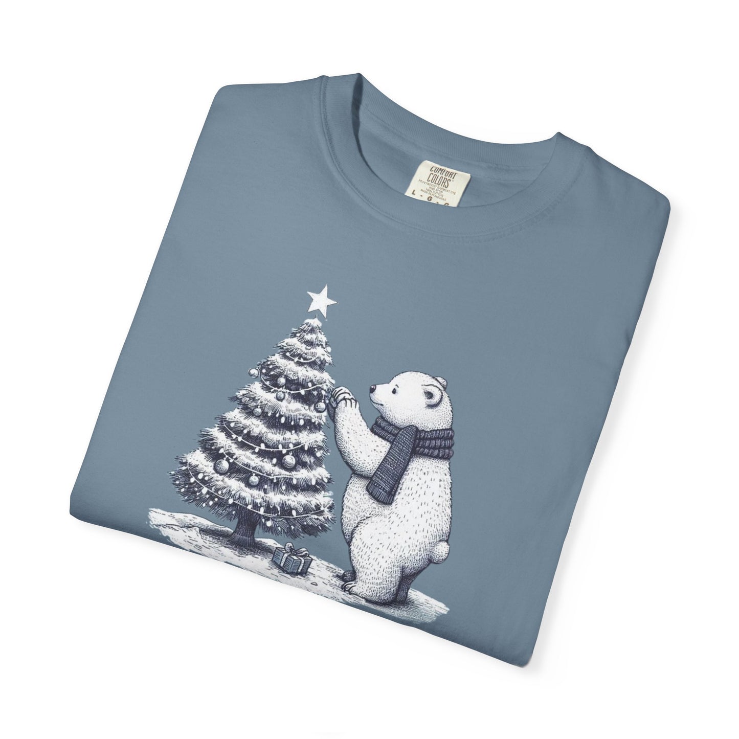 Vintage Polar Bear Christmas Tree Comfort Colors Tee