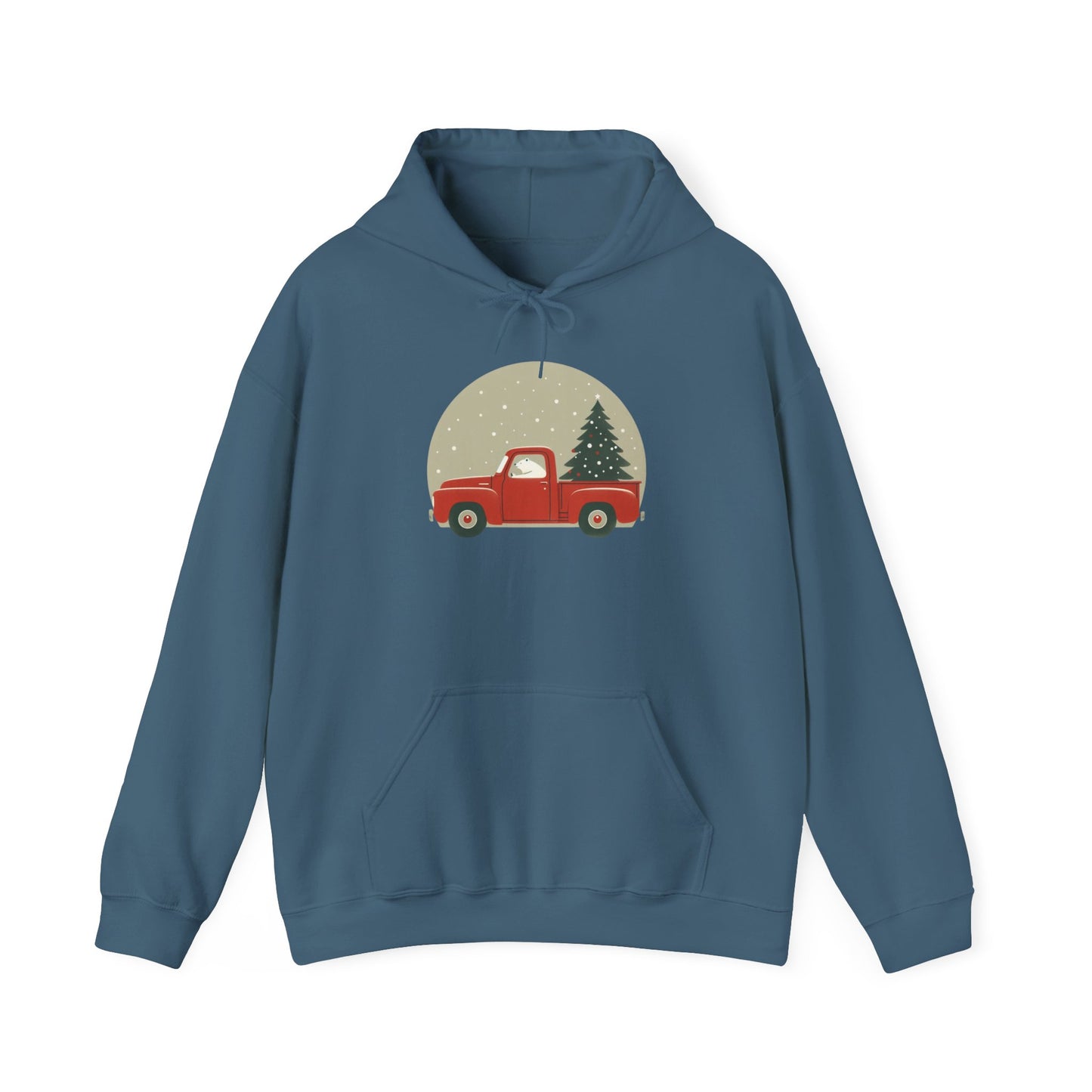 Snow Globe Delivery, Polar Bear Christmas Truck Design Heavyweight Hoodie