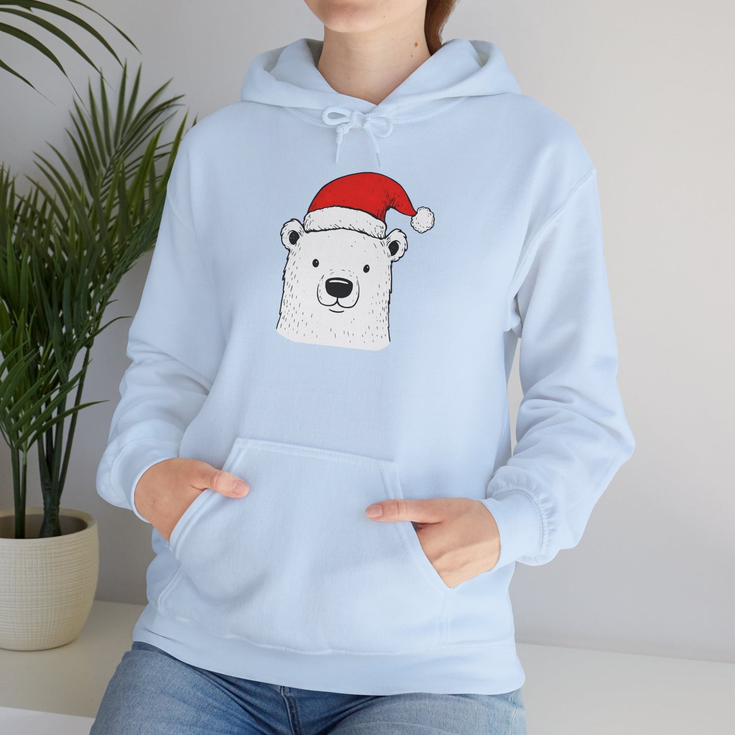Cute Polar Bear Santa Hat Hoodie