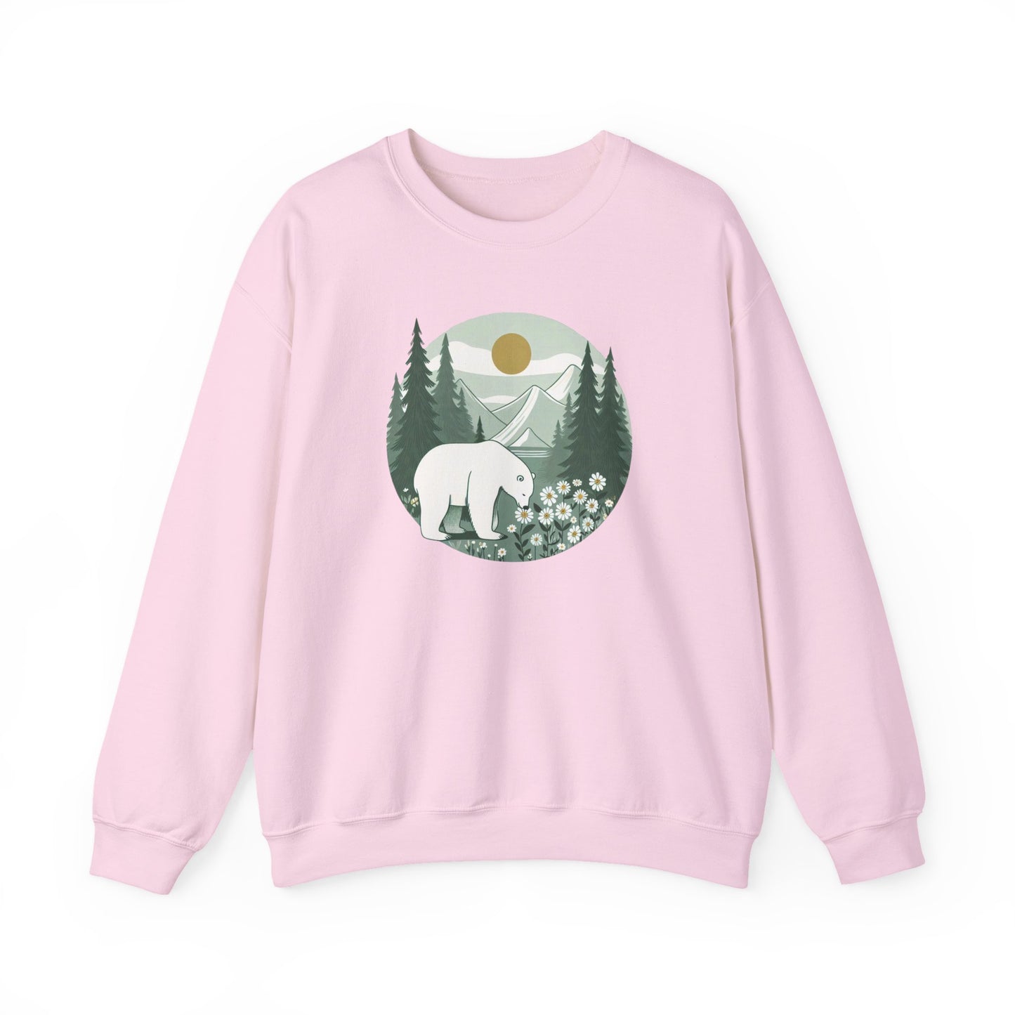 Polar Bear in the Pines Sweatshirt | Cozy Nature-Inspired Crewneck