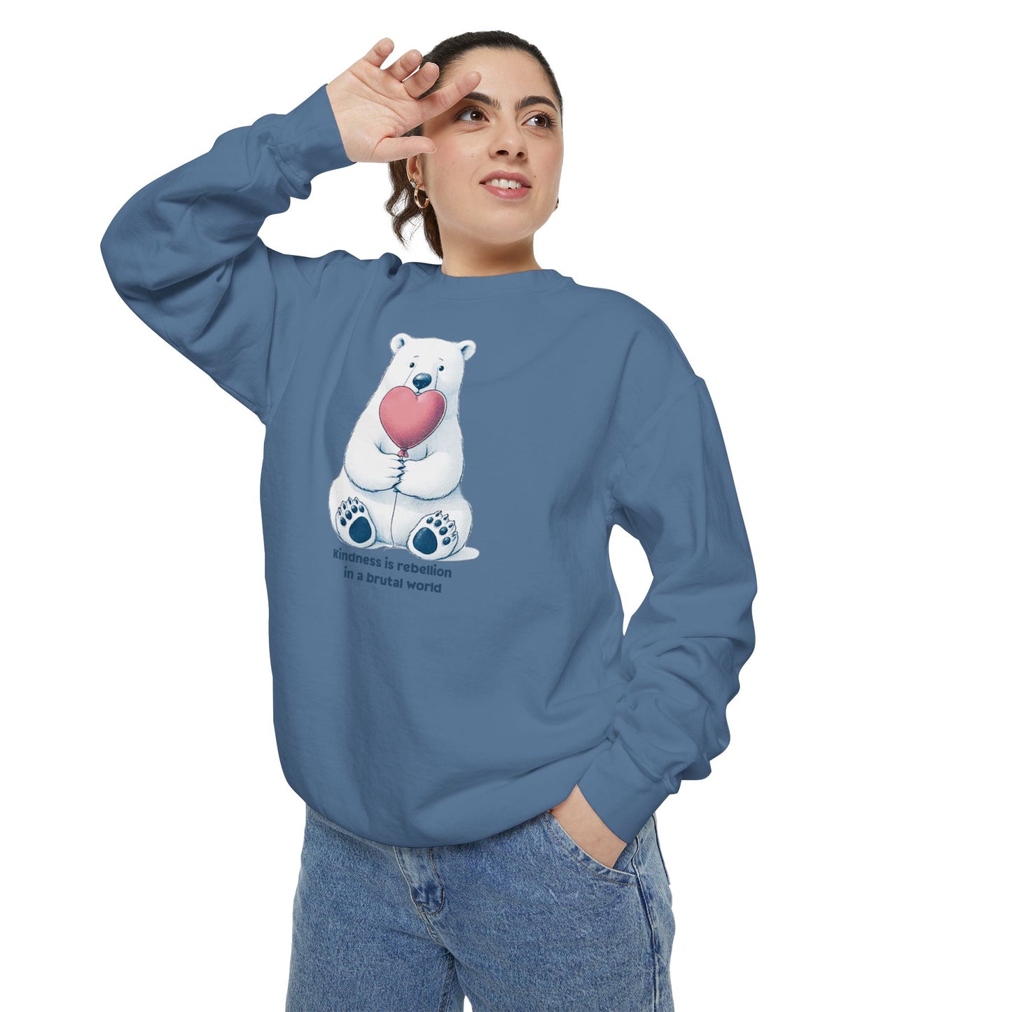 Comfort Colors Polar Bear Kindness Sweatshirt Tags