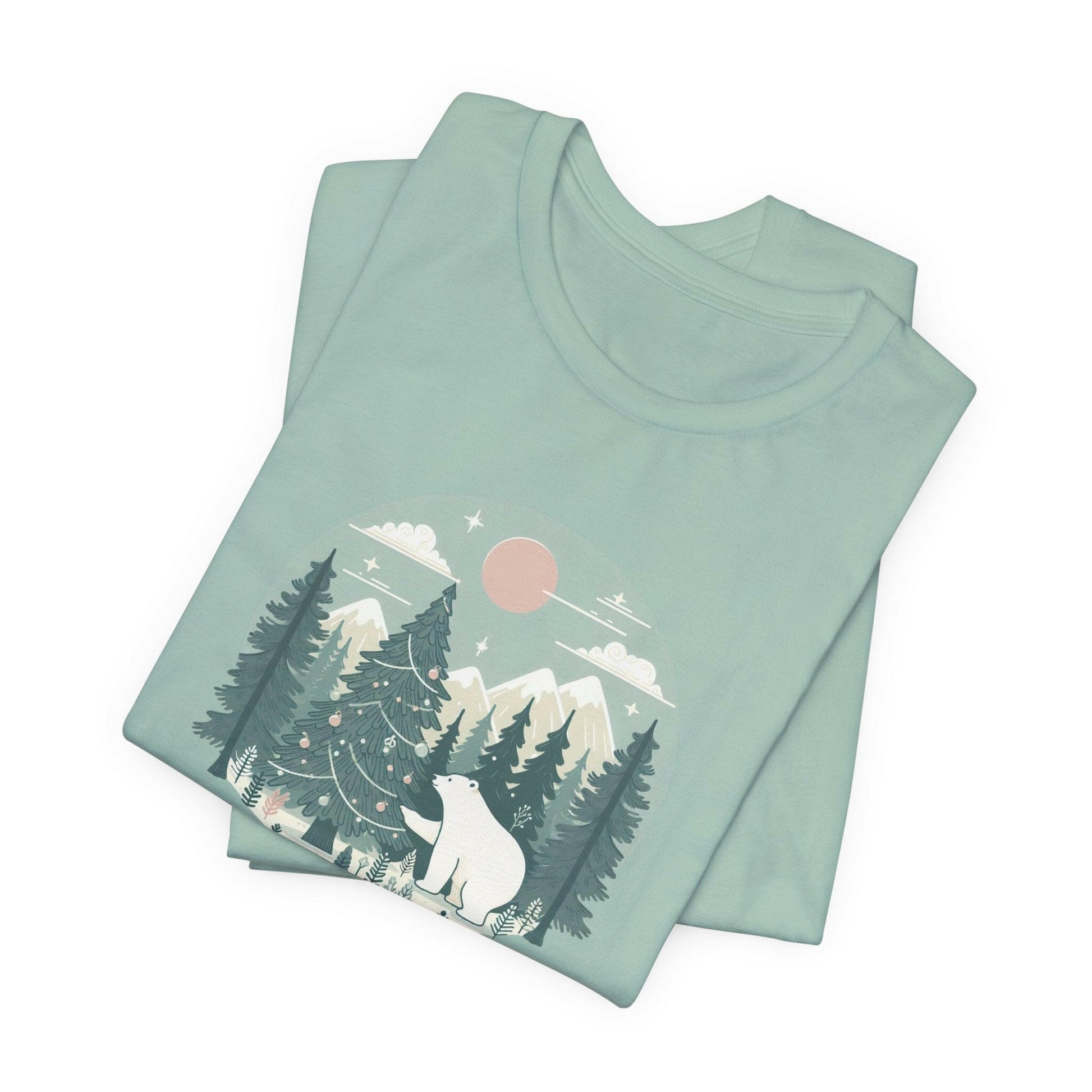 Polar Bear Decorating Christmas Tree Tee - Stompy Paws