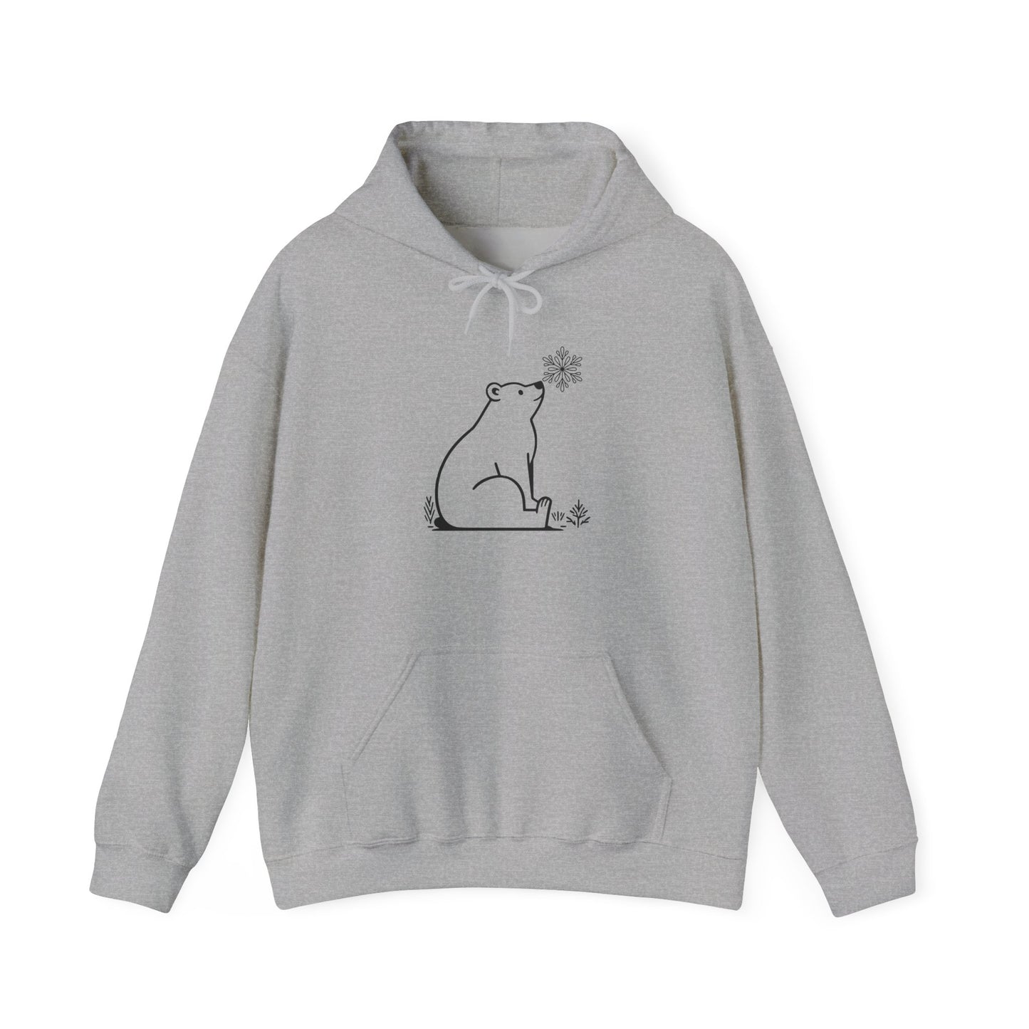 Polar Bear Snowflake Hoodie | Minimalist Winter Sweatshirt