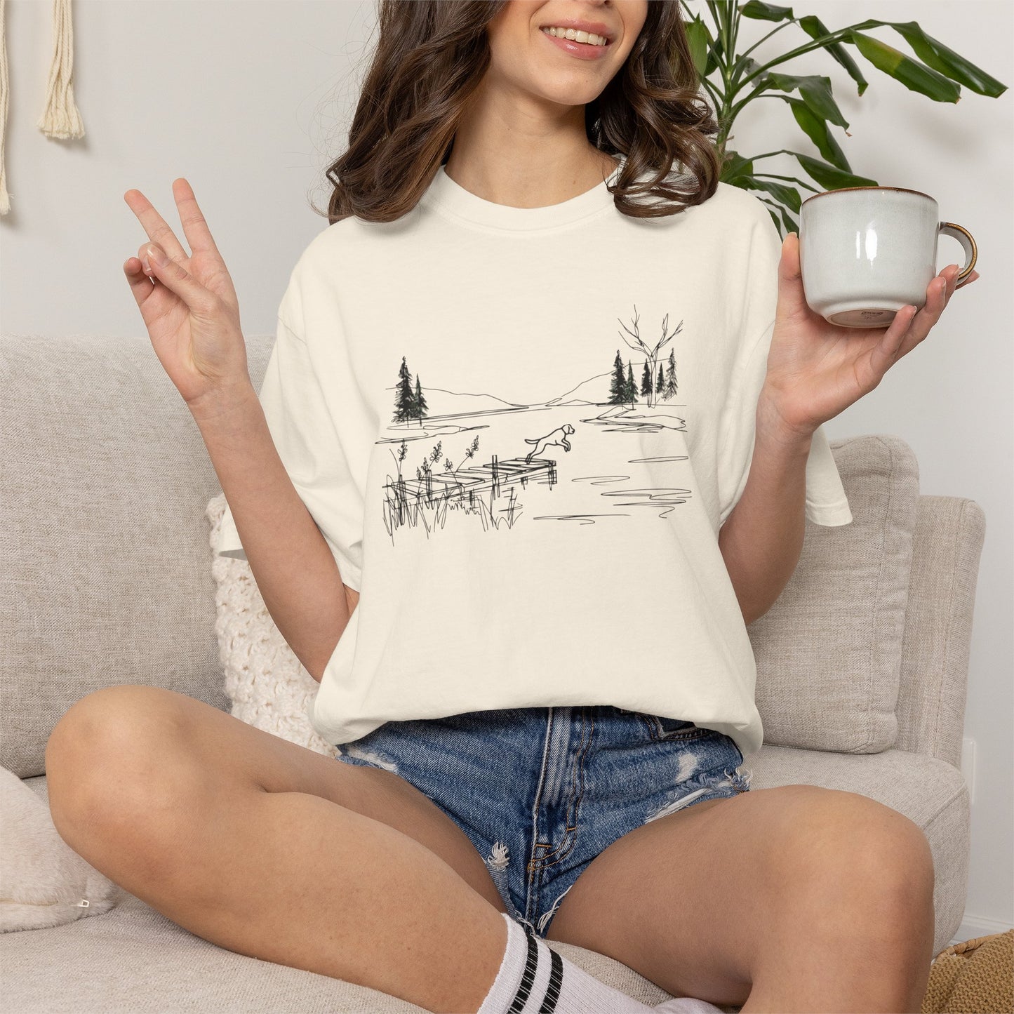 Minimalist Lake Dog Comfort Colors Tee