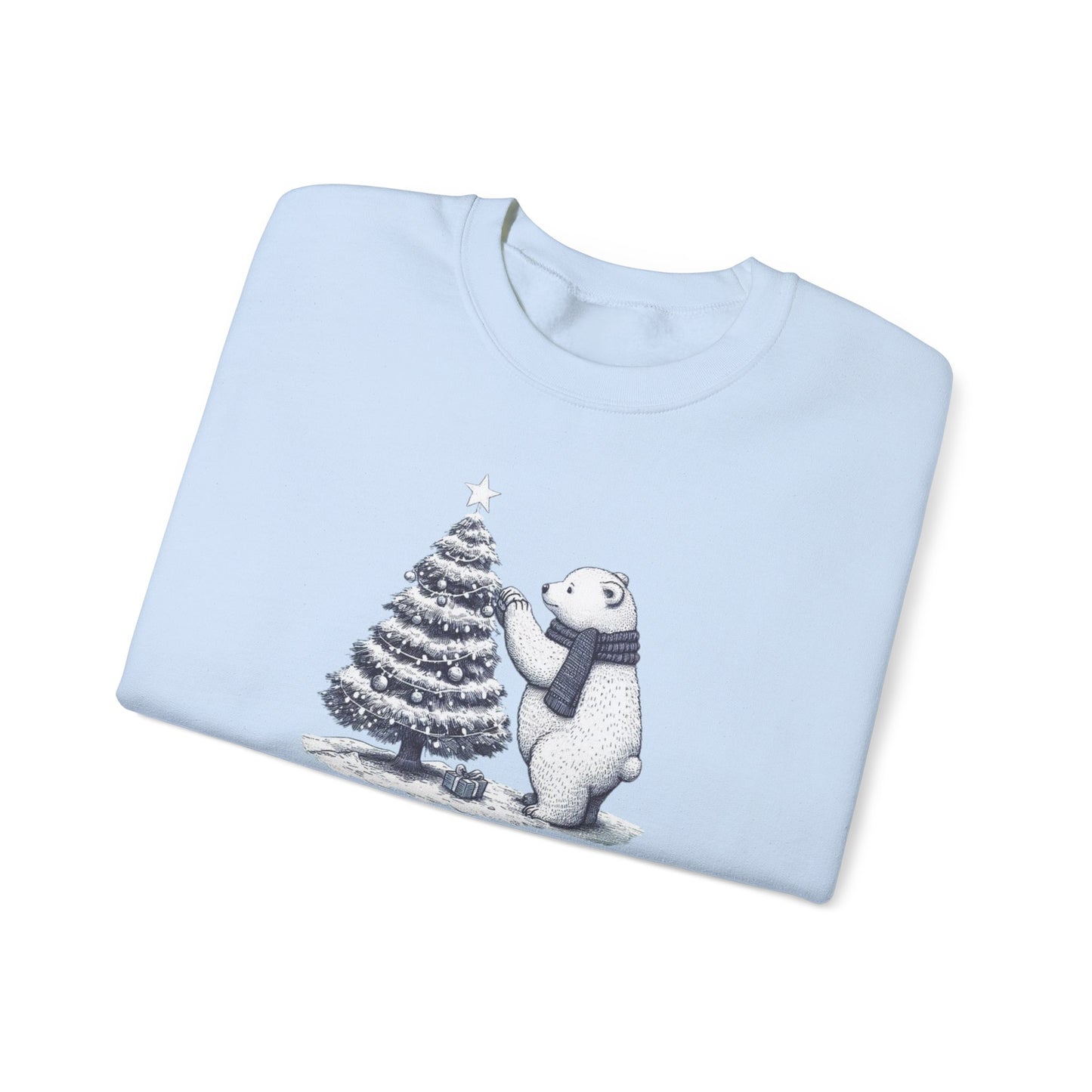 Polar Bear Winter Sweatshirt, Cozy Christmas Tree Graphic Crewneck