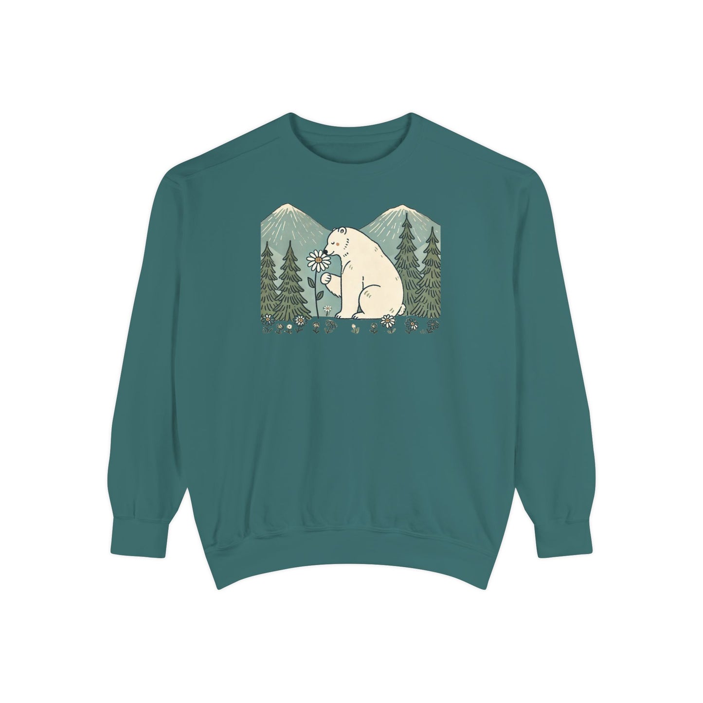 Wildflower Polar Bear Comfort Colors Sweatshirt