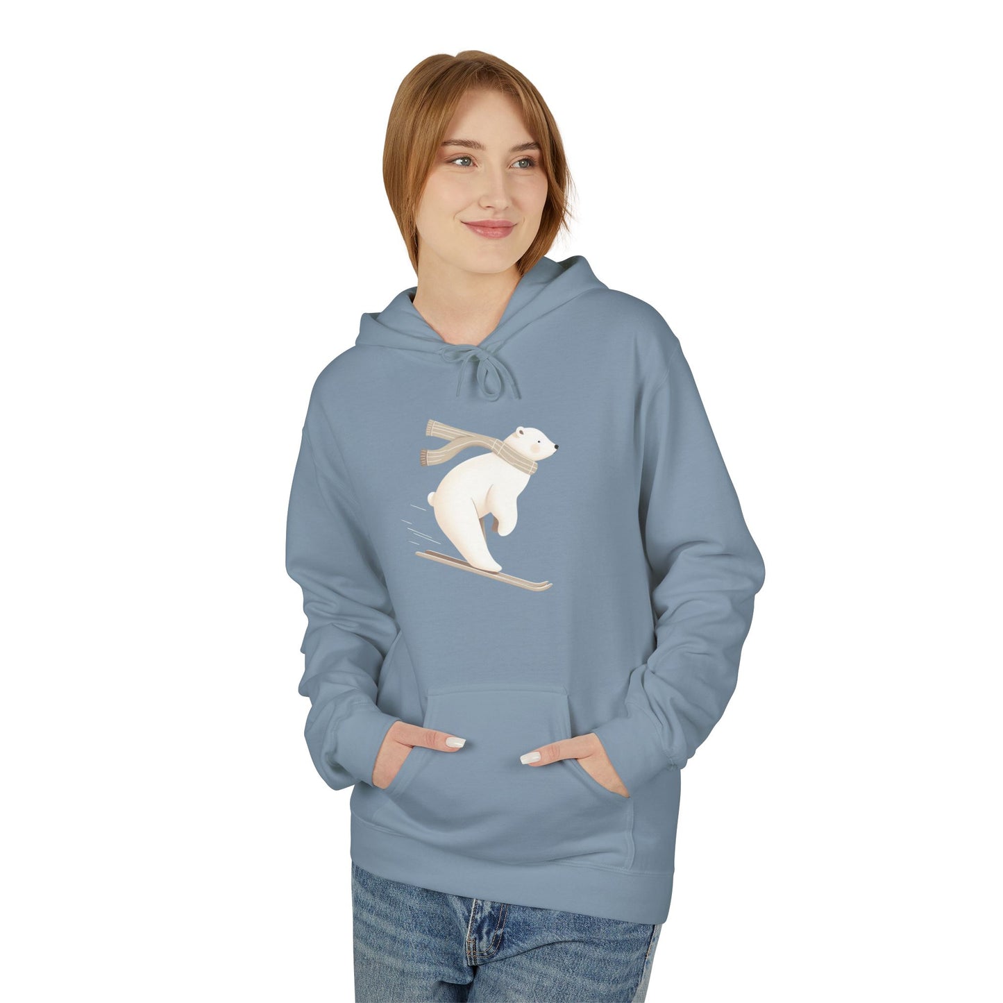 Skiing Polar Bear Winter Hoodie