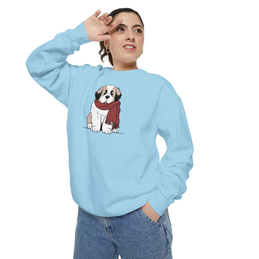 Winter Saint Bernard Scarf Sweatshirt