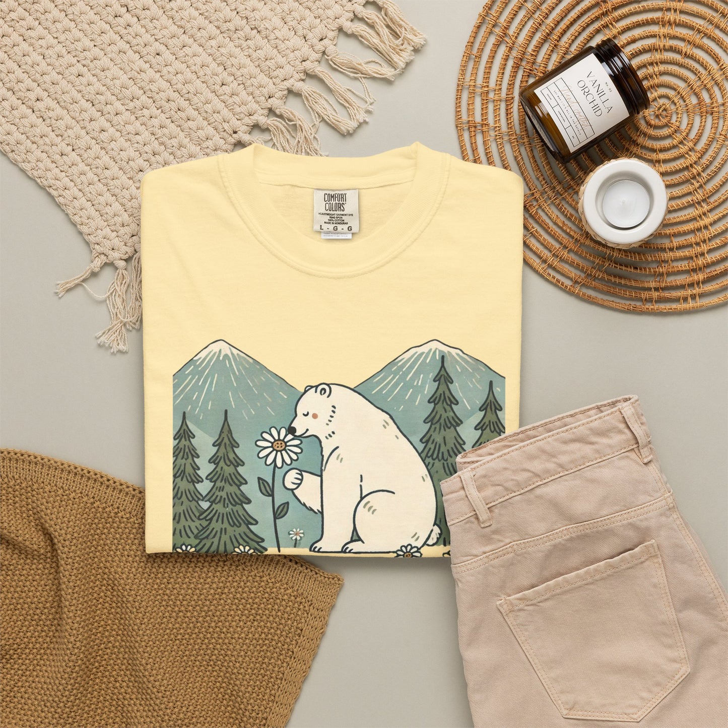 Woodland Polar Bear Comfort Colors Tee