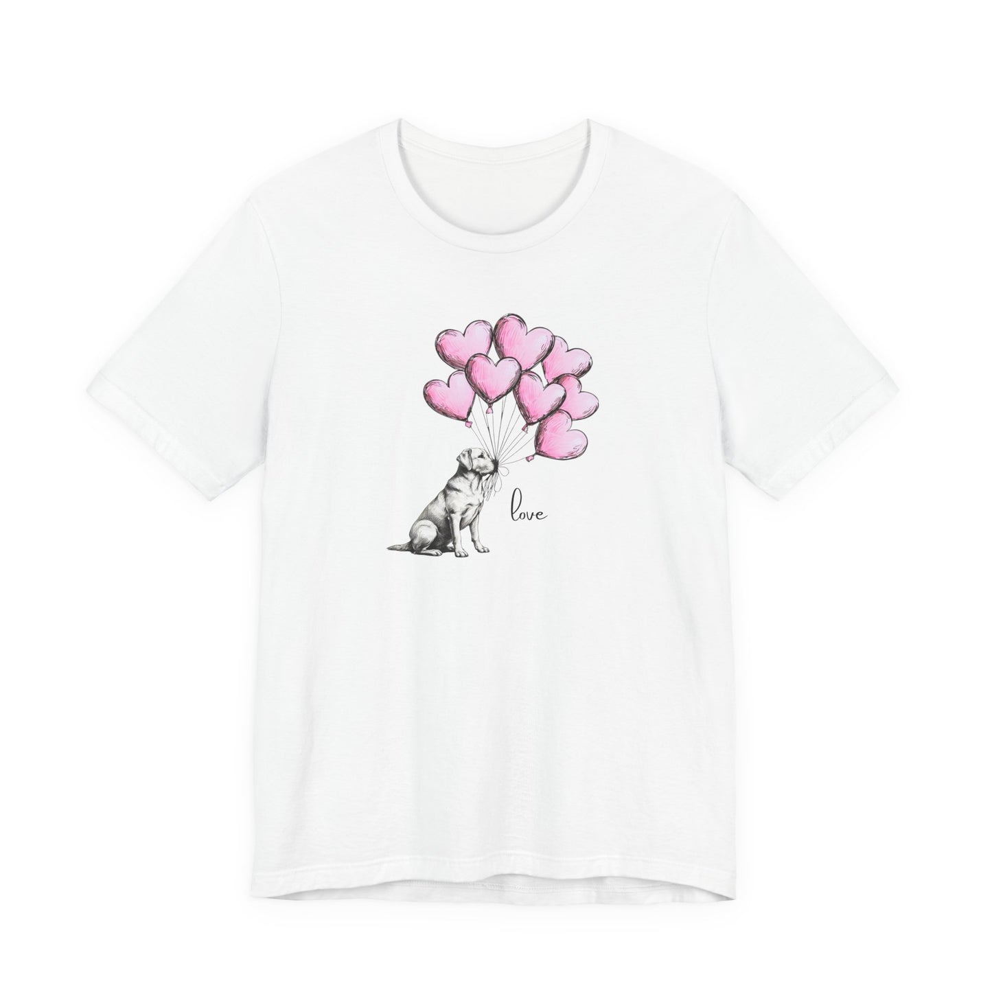 Dog Lover T-Shirt Labrador Retriever Holding Heart Balloons