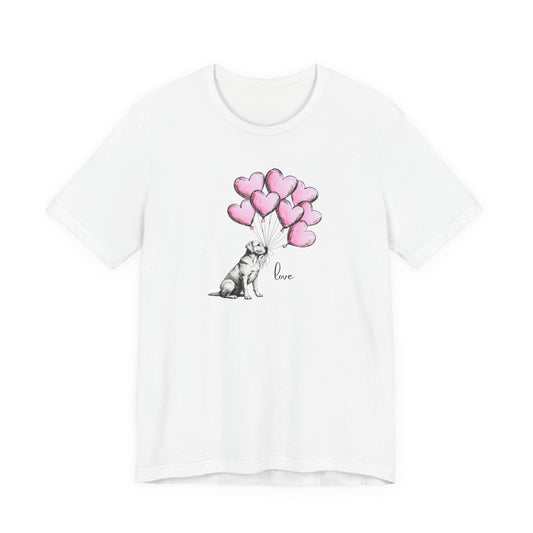 Dog Lover T-Shirt Labrador Retriever Holding Heart Balloons