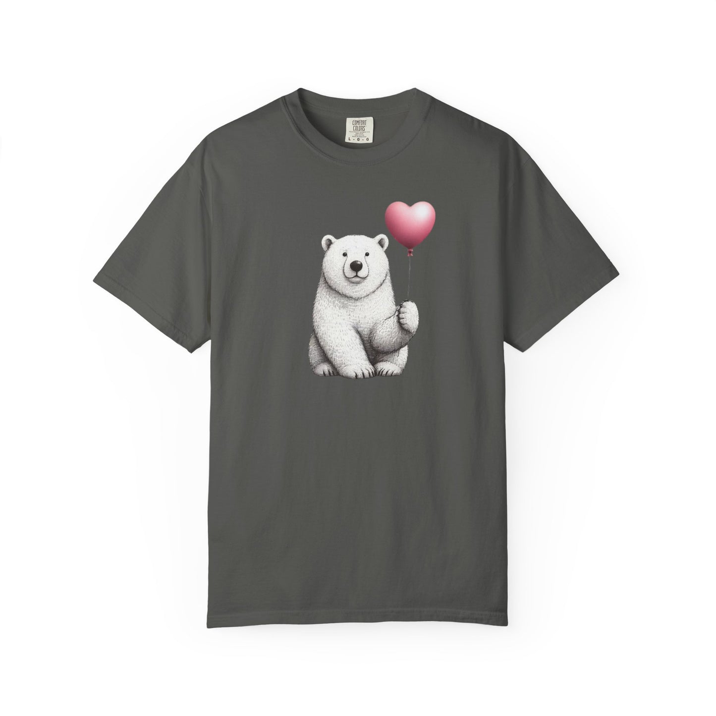 Sketch Polar Bear Heart Balloon Comfort Colors Tee