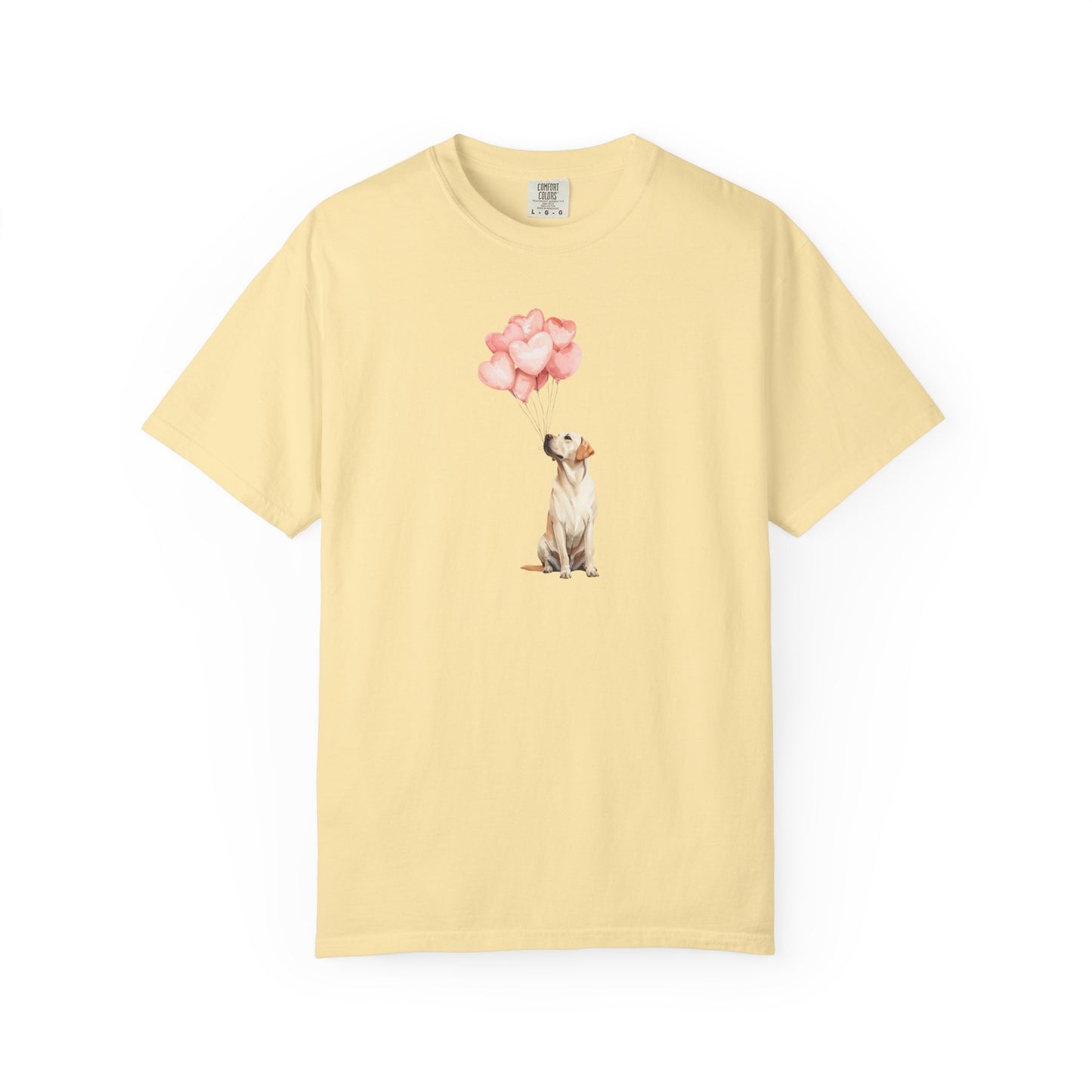 Yellow Labrador with Heart Balloons Tee