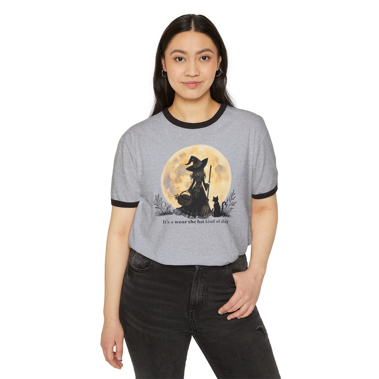 It's a Wear the Hat Kind of Day | Vintage Witch Ringer T-Shirt