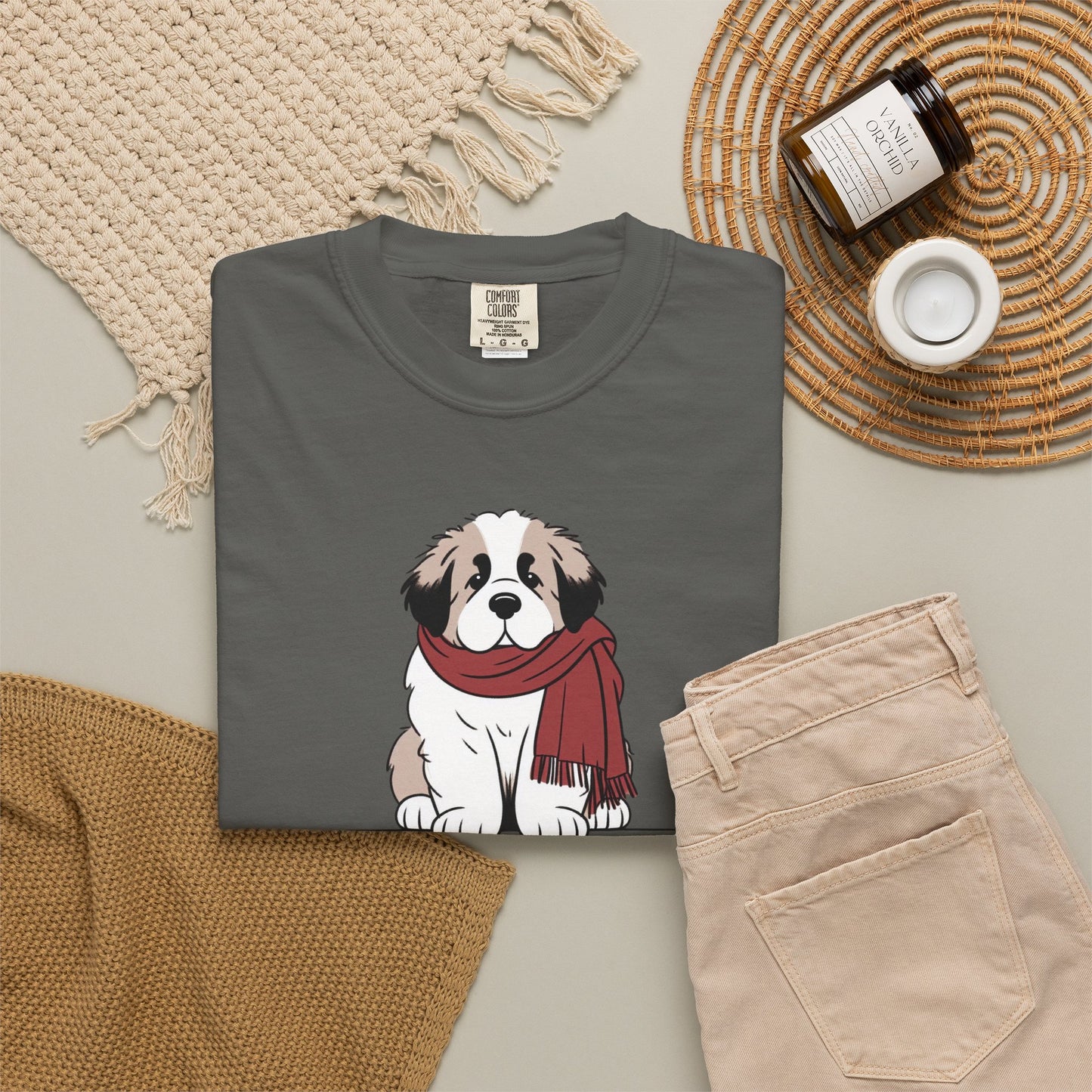 Winter Saint Bernard Comfort Colors Tee