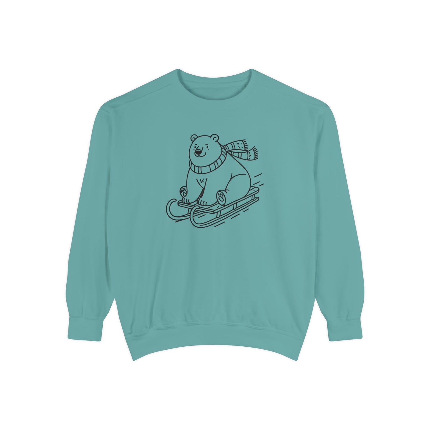Polar Bear Sledding Comfort Colors Sweatshirt